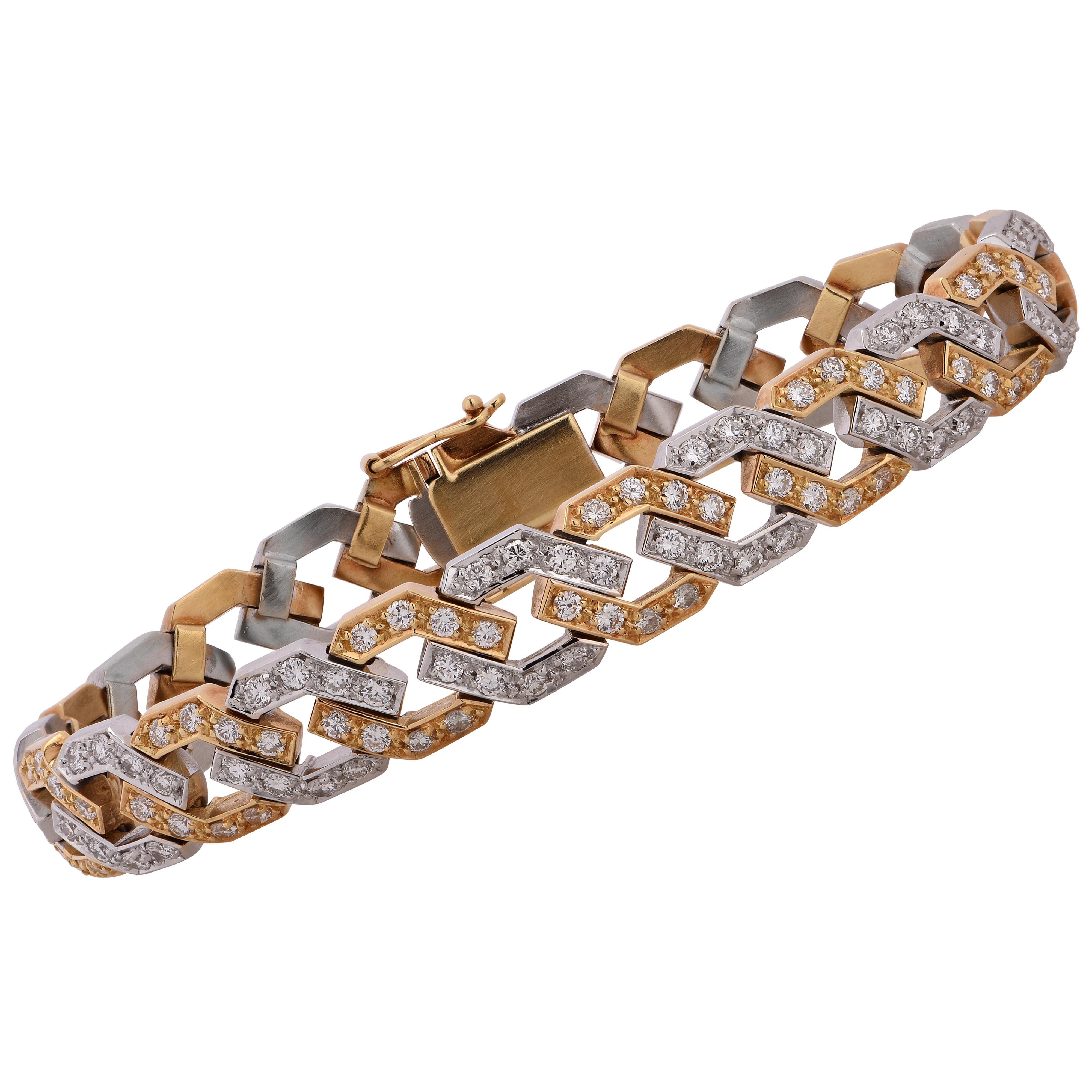 4.83 Carat Diamond Two-Tone Gold Bracelet