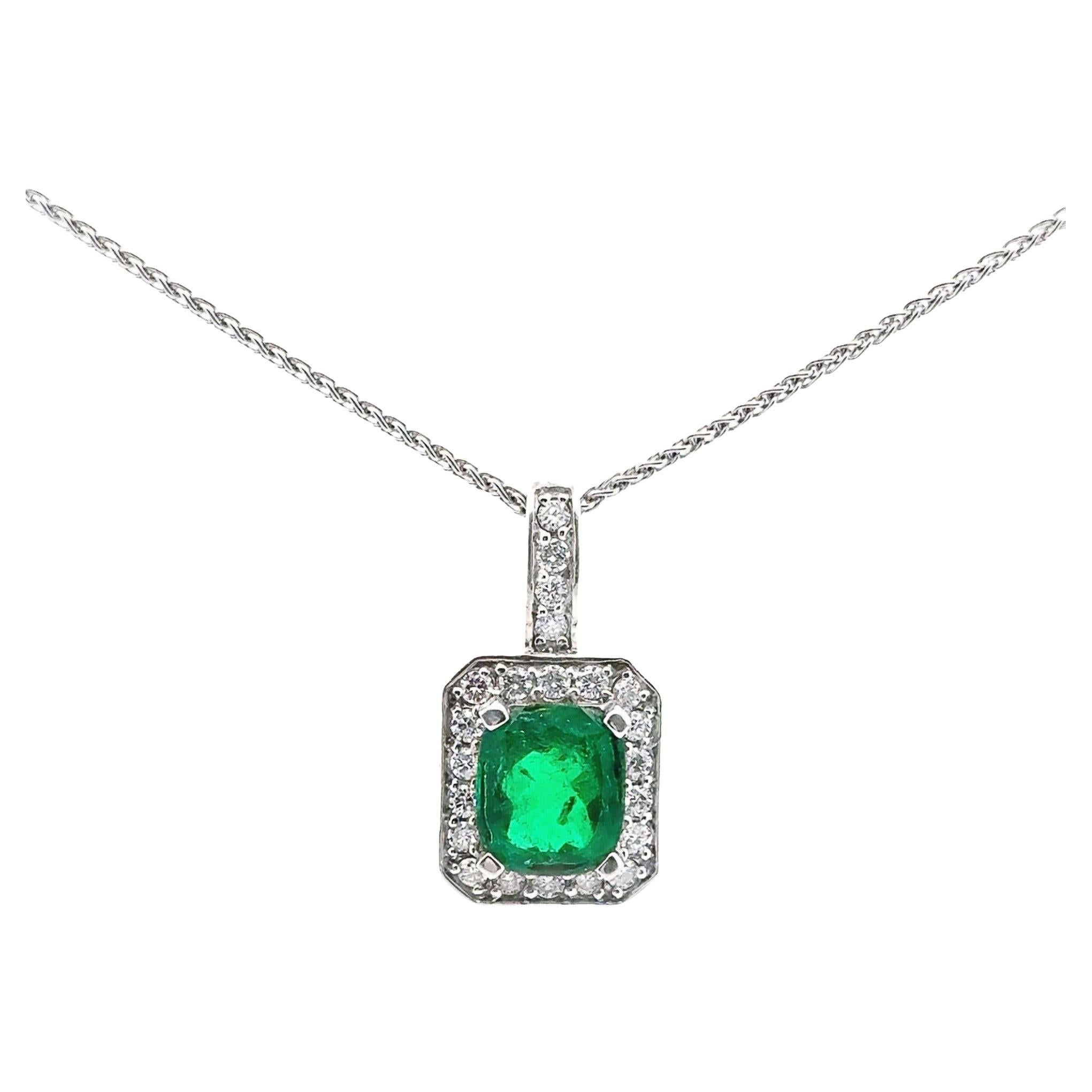 4.83 Carat Emerald 18k White Gold Pendant Necklace