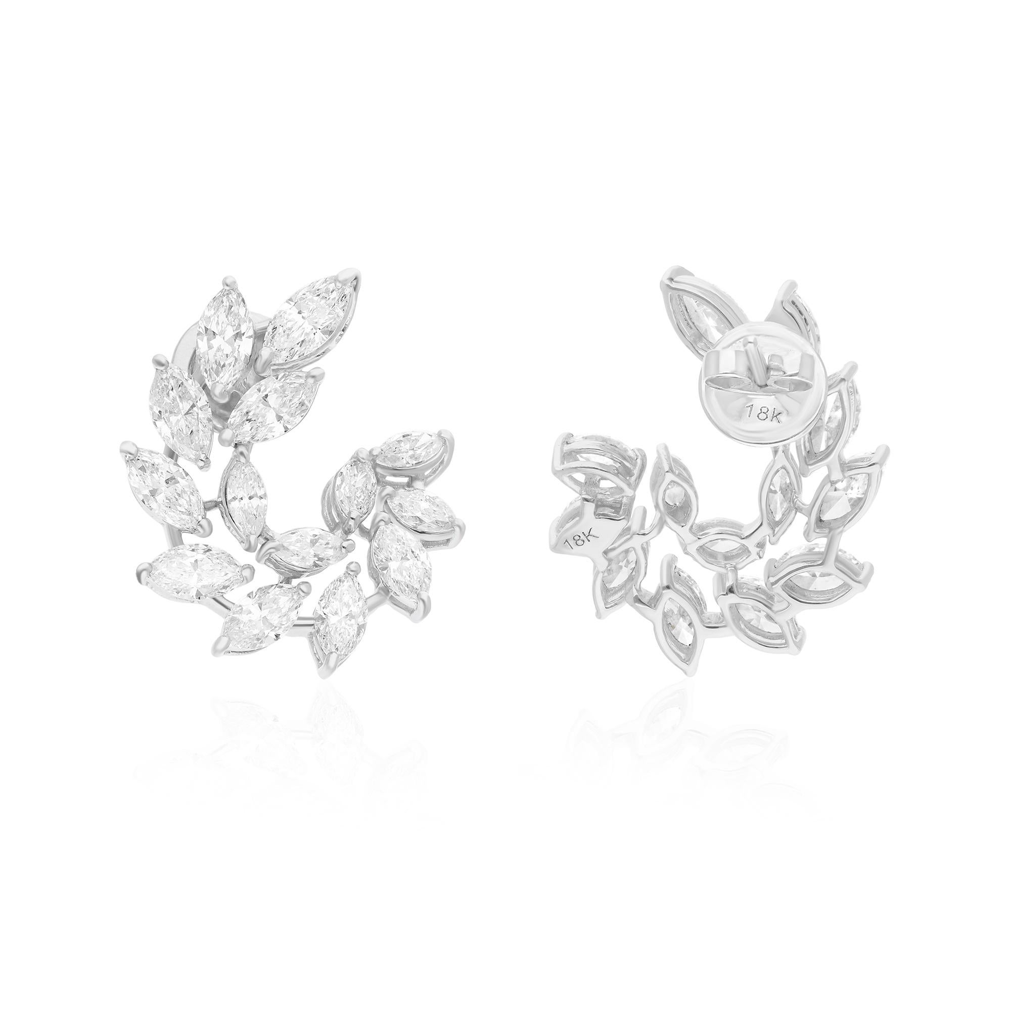 Lassen Sie sich von der Eleganz dieser atemberaubenden Diamantohrringe in Marquiseform mit insgesamt 4,83 Karat natürlichen Diamanten verzaubern. Die fachmännisch aus 14 Karat Weißgold gefertigten Ohrringe verkörpern Luxus und Raffinesse und sind