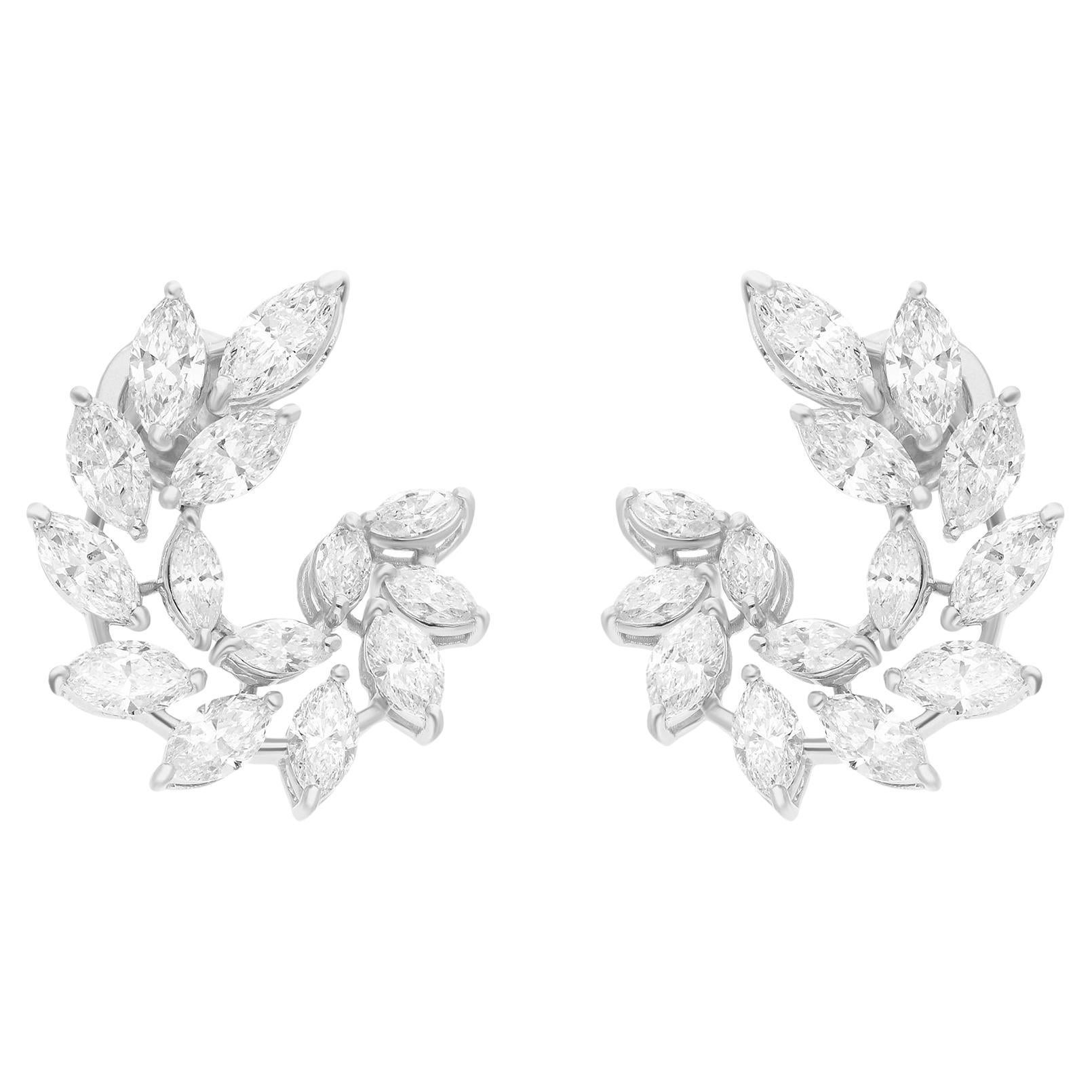 4.83 Carat SI Clarity HI Color Marquise Diamond Earrings 14 Karat White Gold
