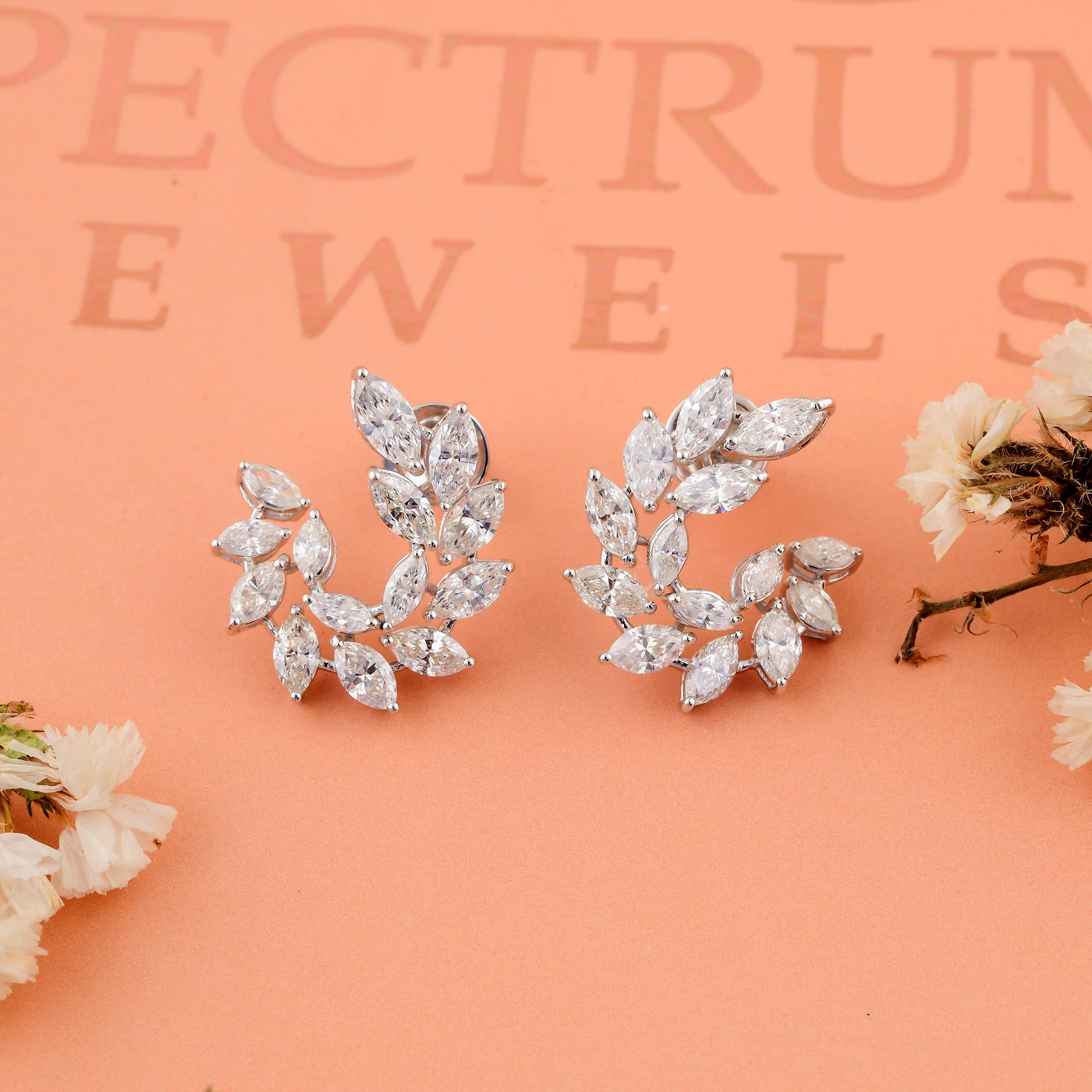 Moderne 4.83 Carat SI Clarity HI Color Marquise Diamond Earrings 18 Karat White Gold en vente