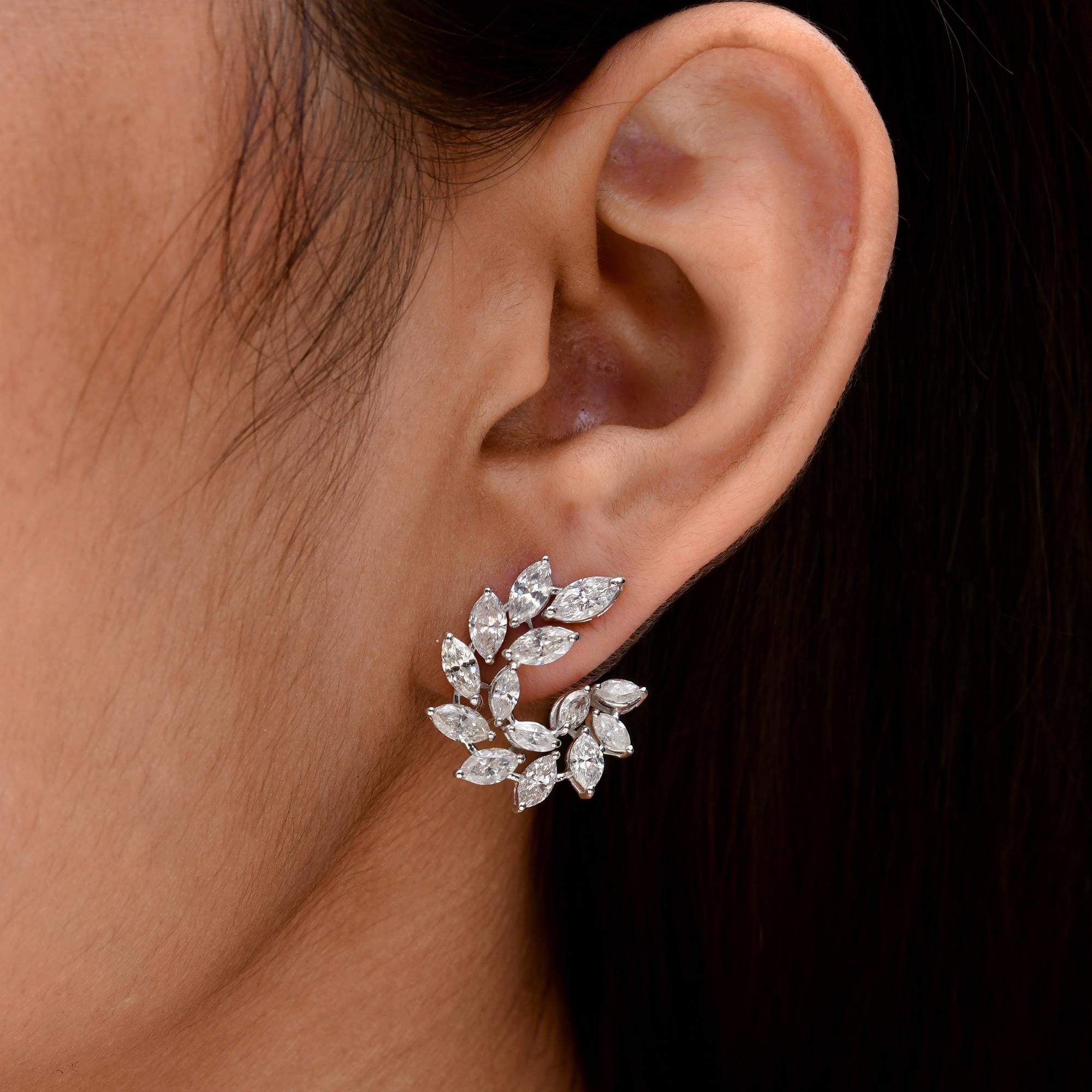 Taille Marquise 4.83 Carat SI Clarity HI Color Marquise Diamond Earrings 18 Karat White Gold en vente