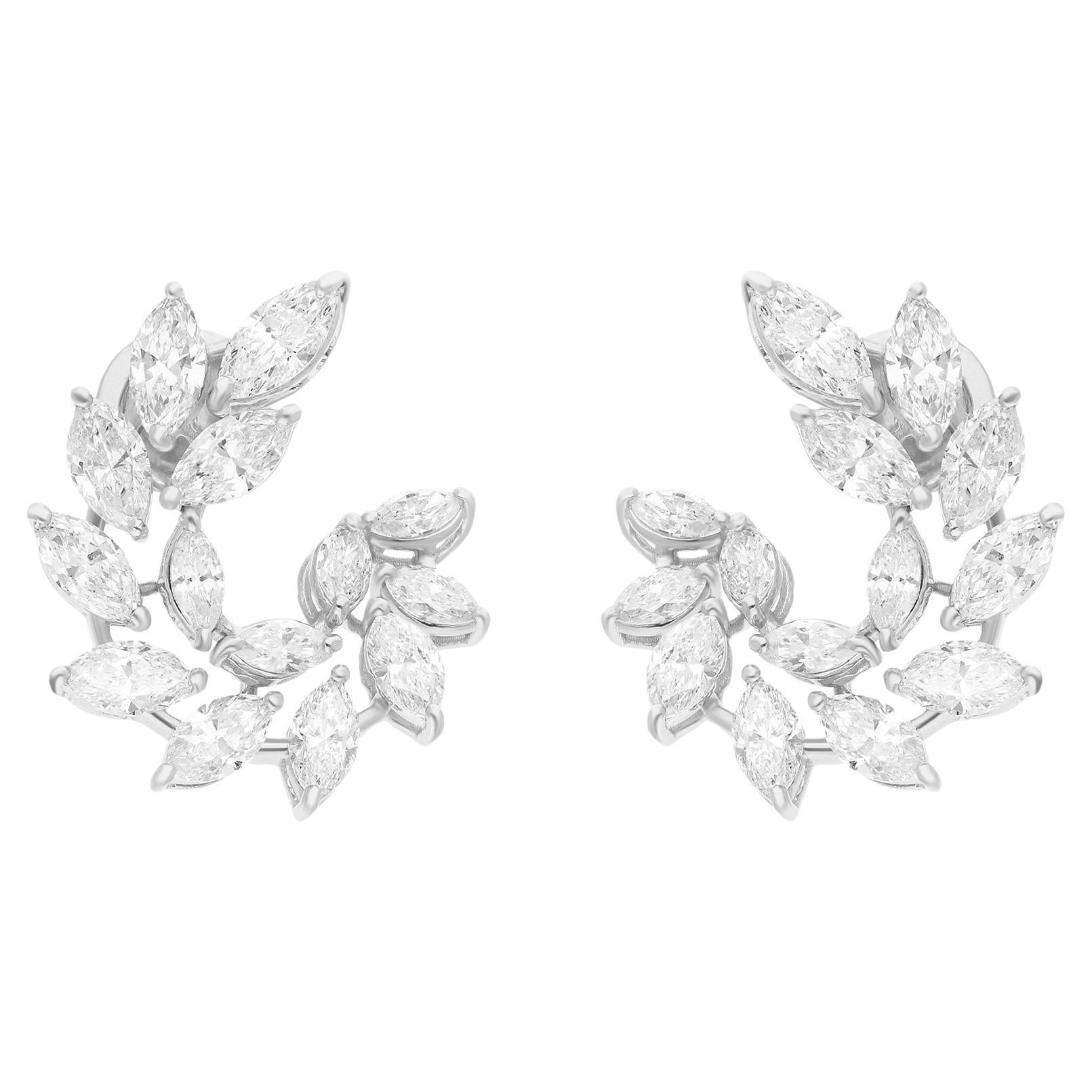 4,83 quilates SI Claridad HI Color Pendientes Diamante Marquesa Oro Blanco 18 Quilates