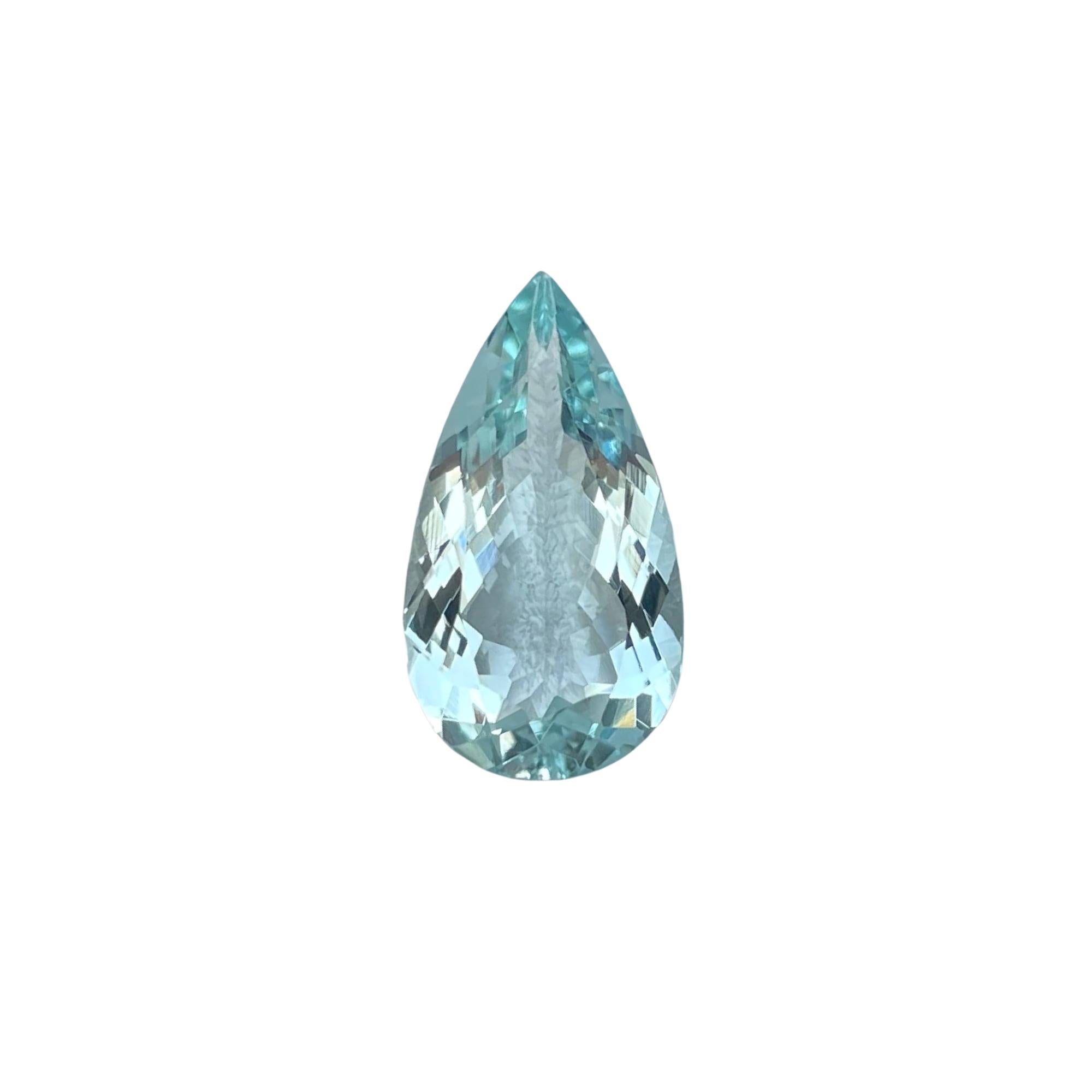 4.83 carats Blue Aquamarine Stone Pear Cut Natural African Gemstone For Sale 4