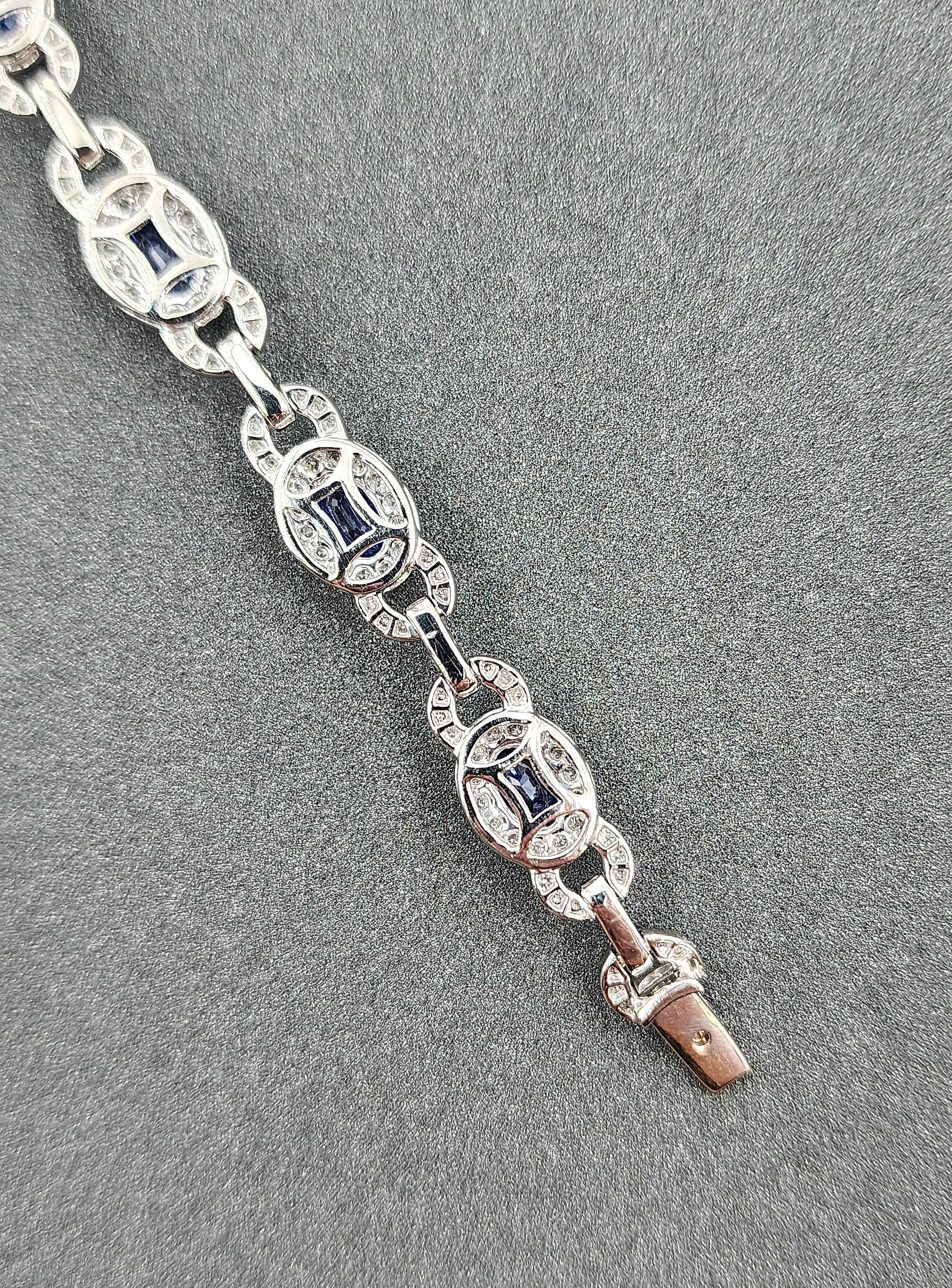 4.83 ct Natural Sapphire & Diamond Bracelet In New Condition For Sale In Chicago, IL