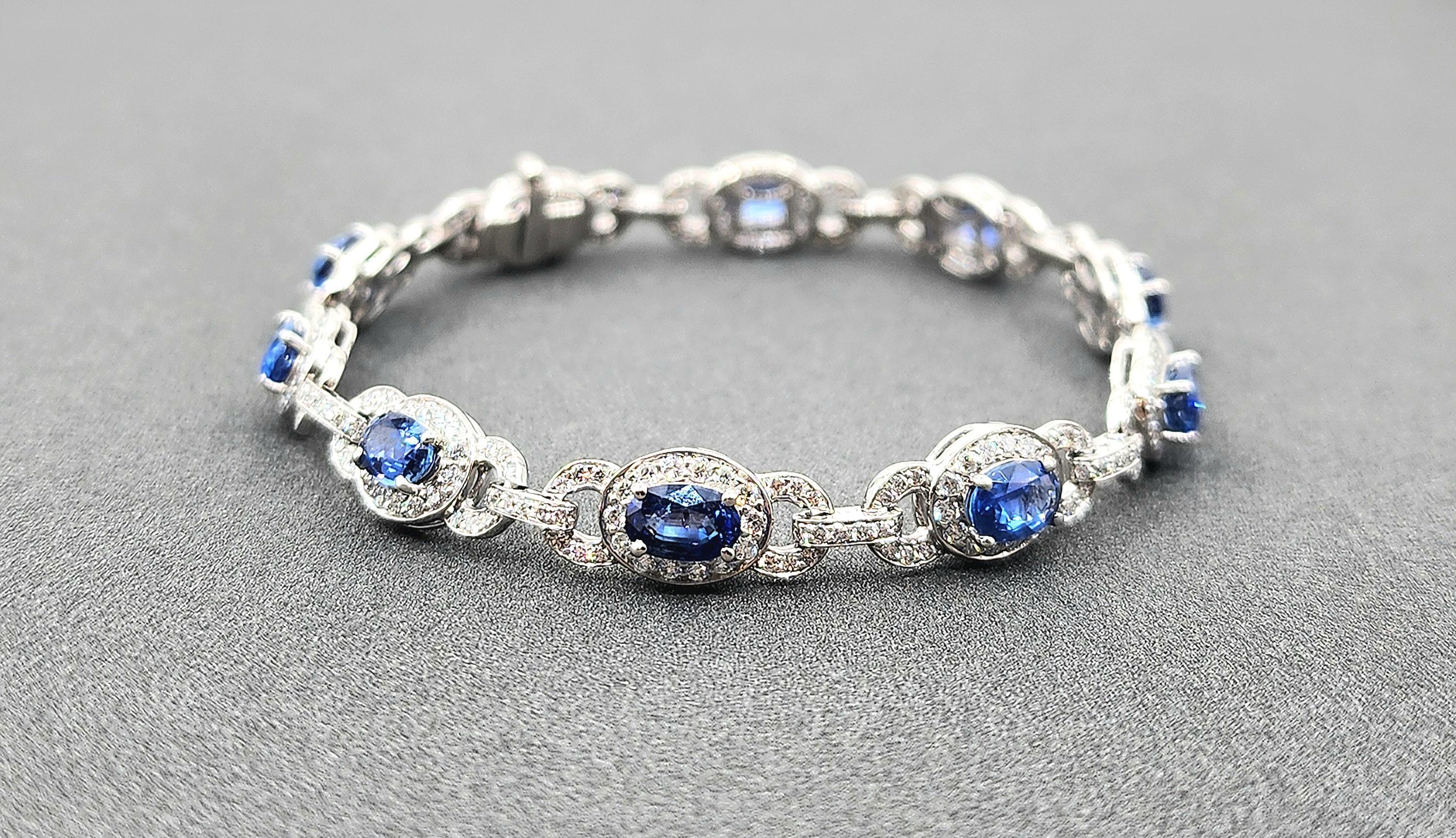 4.83 ct Natural Sapphire & Diamond Bracelet For Sale 1