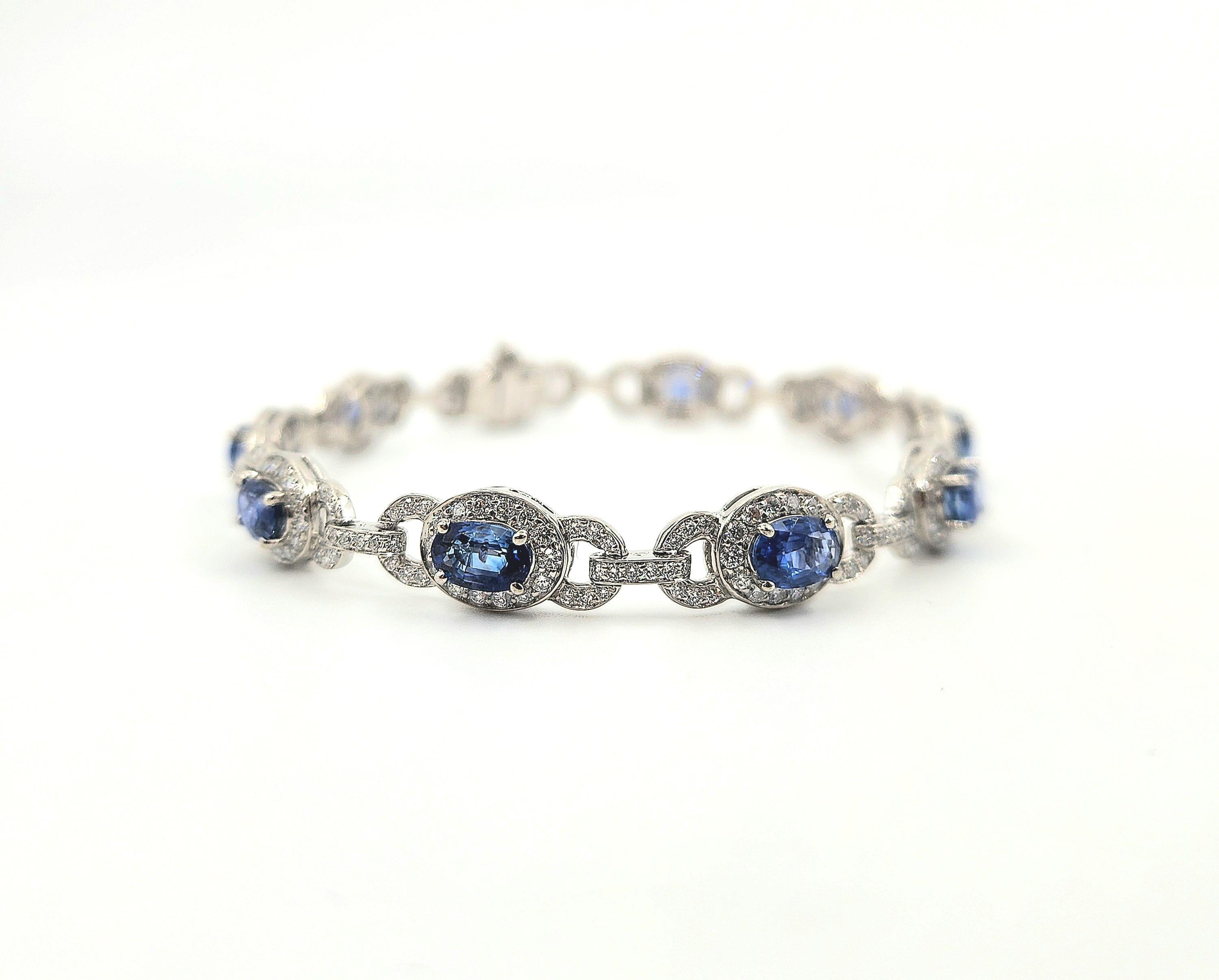 4.83 ct Natural Sapphire & Diamond Bracelet For Sale 2