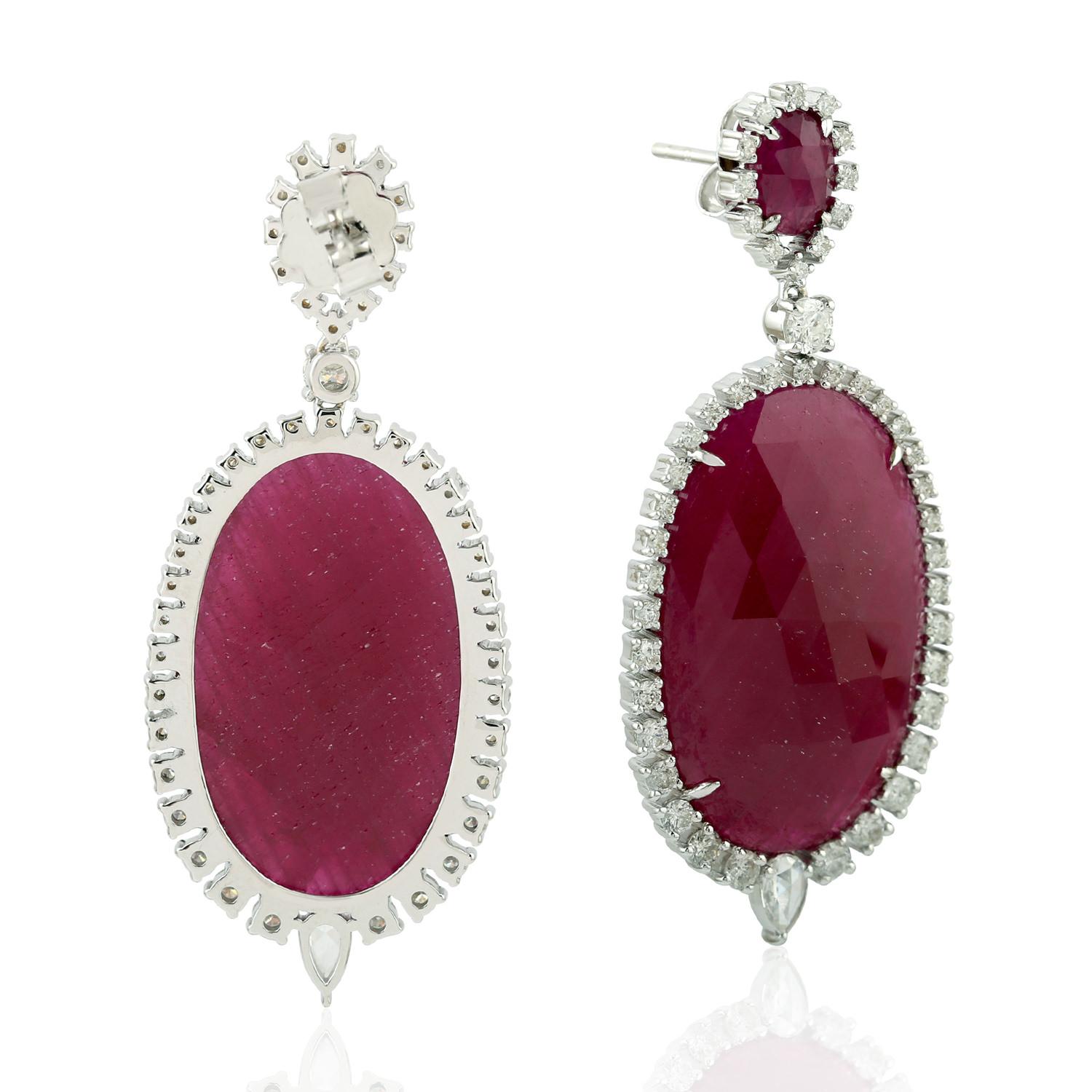 ruby drop earrings