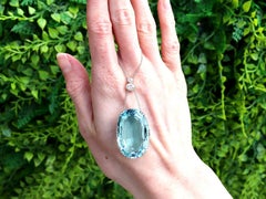 48.34Ct Aquamarine and 0.70Ct Diamond 18k Yellow Gold and Platinum Necklace