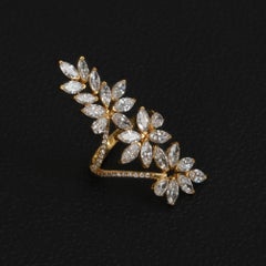 4.83ct Lab Marquise Diamond Full-Finger Floral Cascade Ring 14K Gold for gift