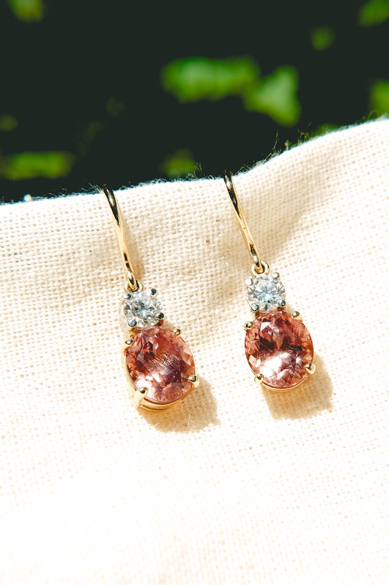 4.83ct Lotus Garnet & Diamond Earrings-Brilliant Cut-18KT Gold-GIA Certified For Sale 5