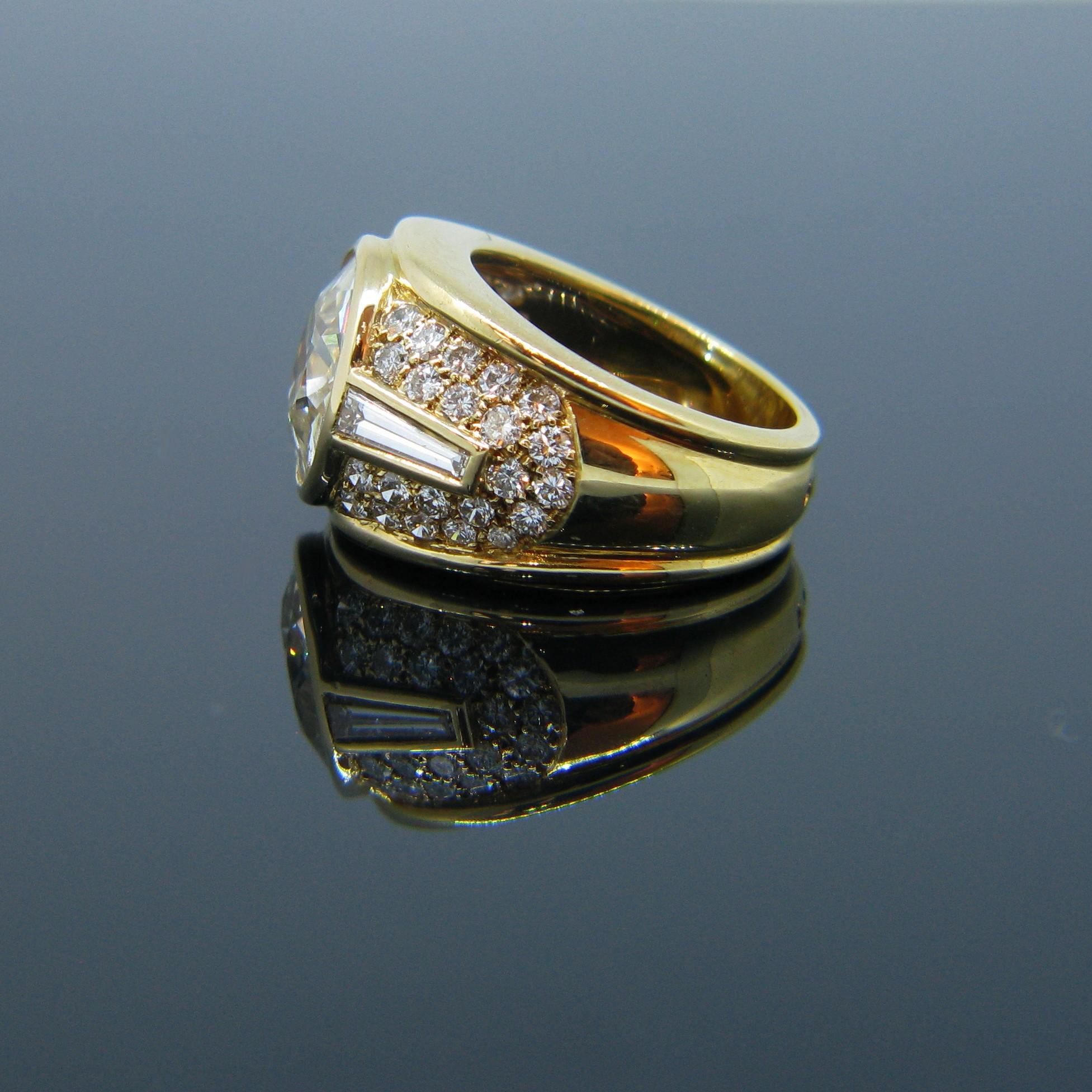 4.83 Carat Vintage Old Cut Diamond Yellow Gold Ring 1