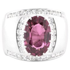 Vintage 4.84 Carat Natural Pink Spinel Cocktail Ring Set in 18 Karat White Gold