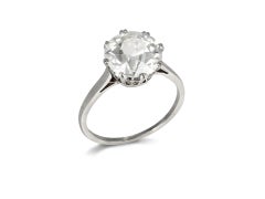 4.84 carat old cut diamond solitaire ring, English, circa 1920.