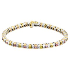 4,84 Karat Pinker und gelber Saphir Diamant-Armband
