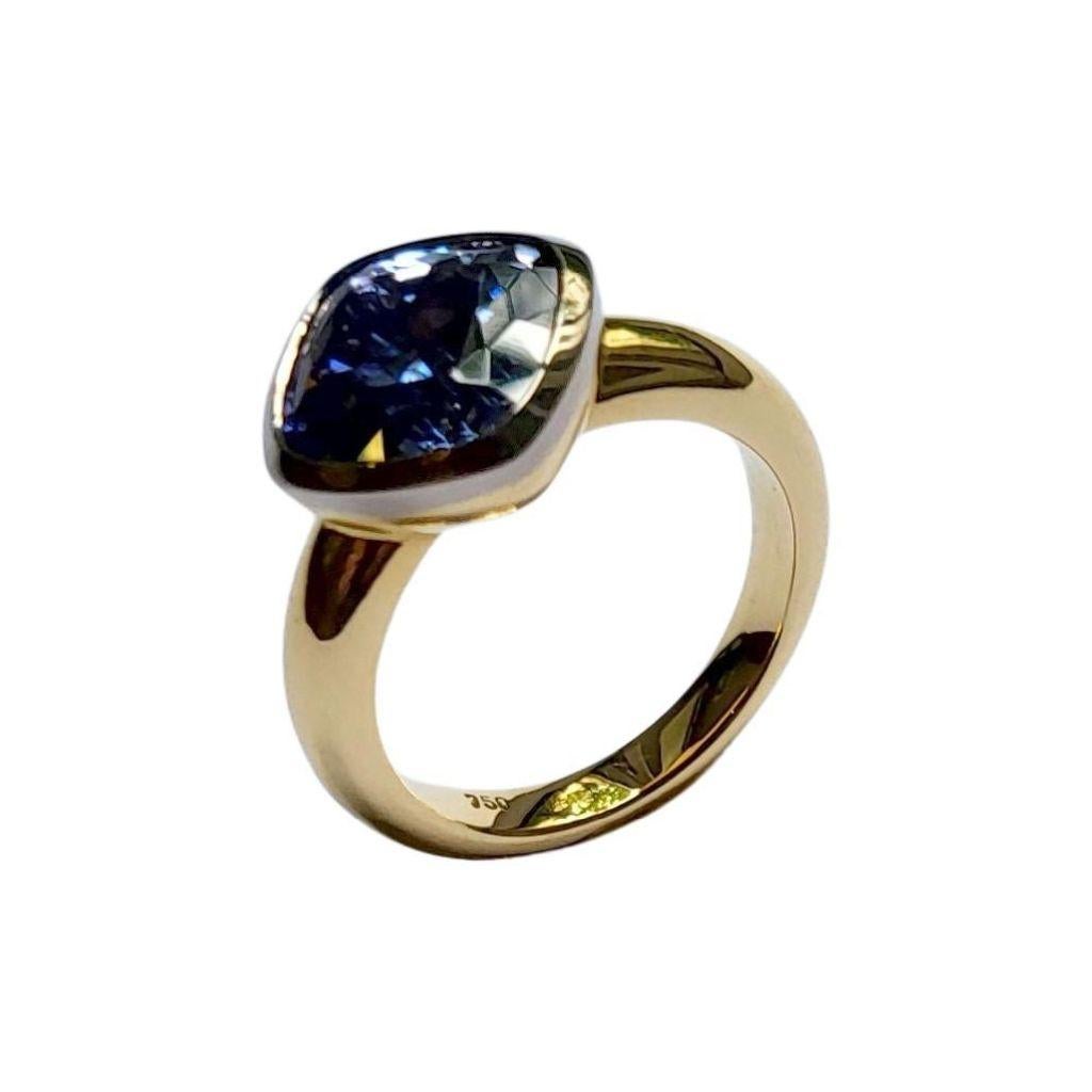 Taille coussin Bague en or Tanzanite 4,84 carats de Wagner Preziosen en vente