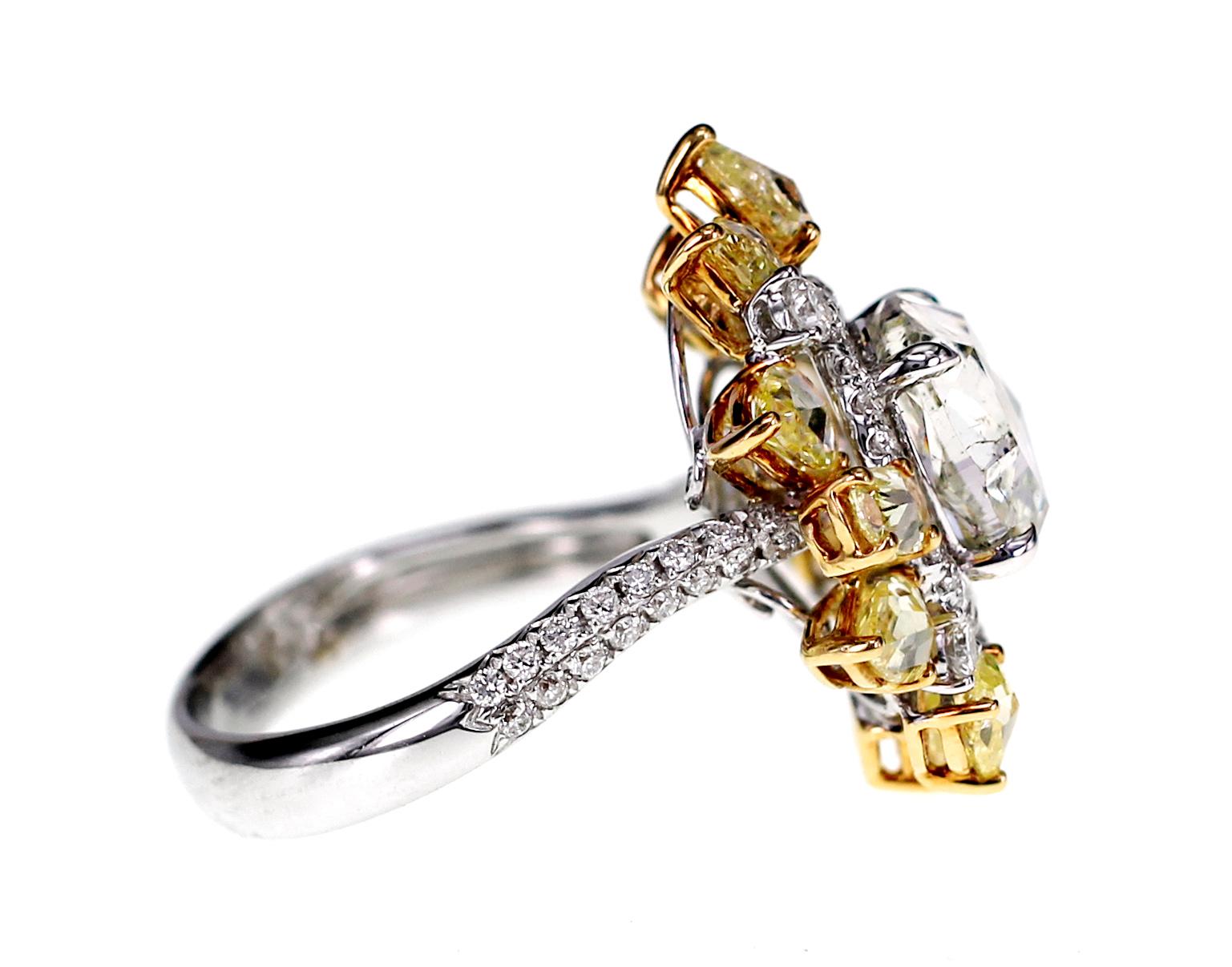 Art Deco 4.84 Carat White Old European Cut Diamond Solitaire Wedding Ring For Sale