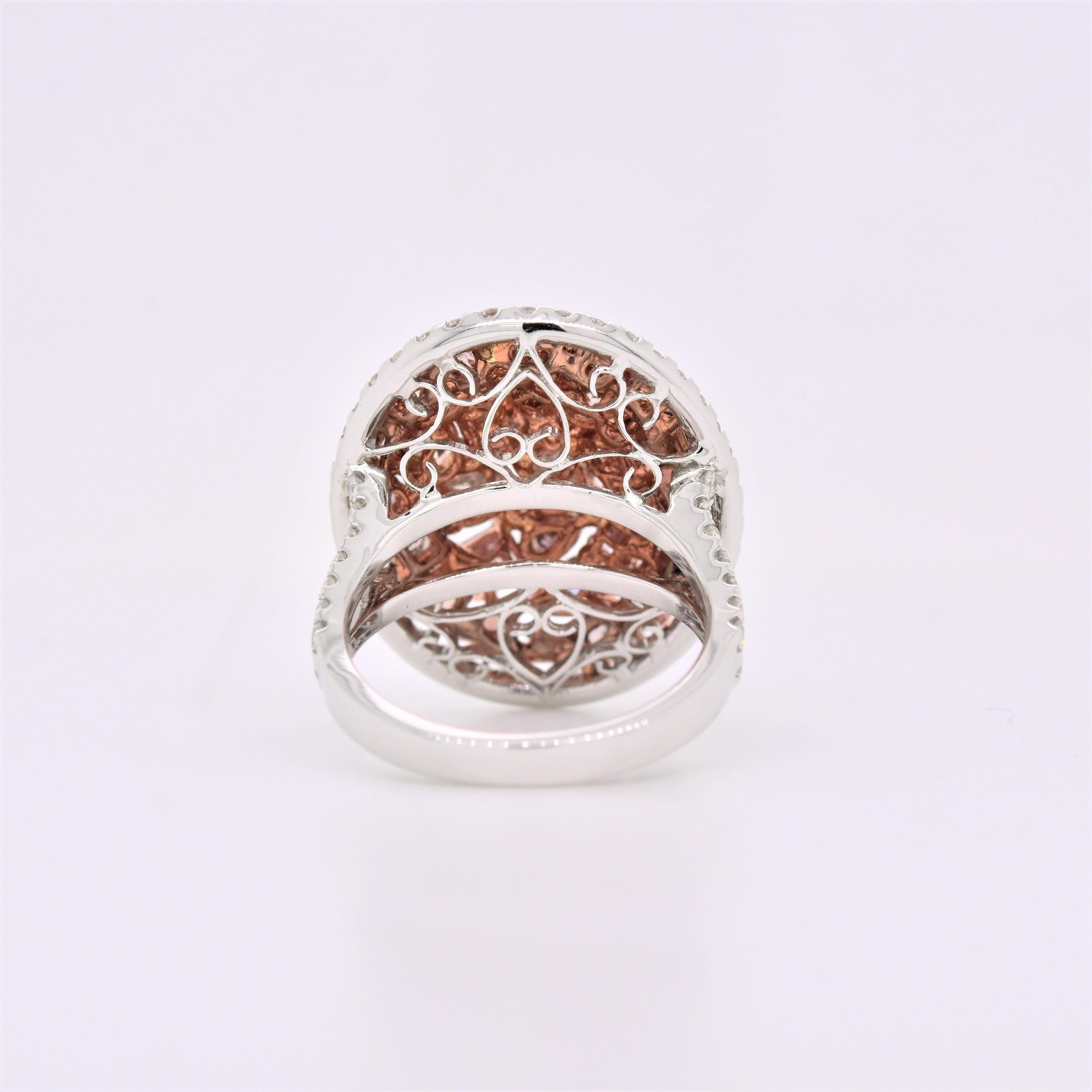 4,84 Karat Natürlicher Pink Mixed Cut Diamant Cluster Ring im Zustand „Neu“ in New York, NY