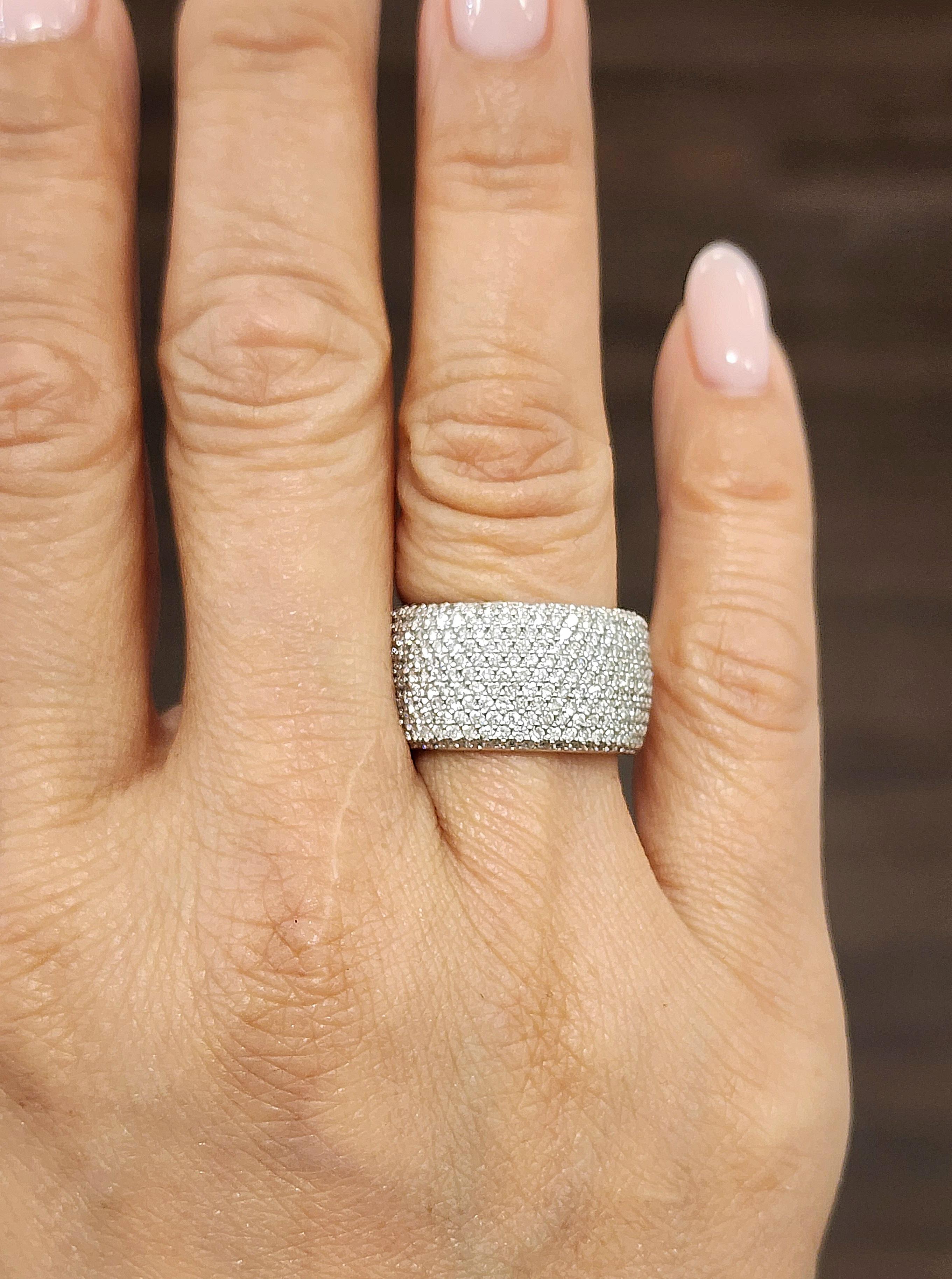 Modern 4.84 ct Pave Diamond Eternity Band For Sale