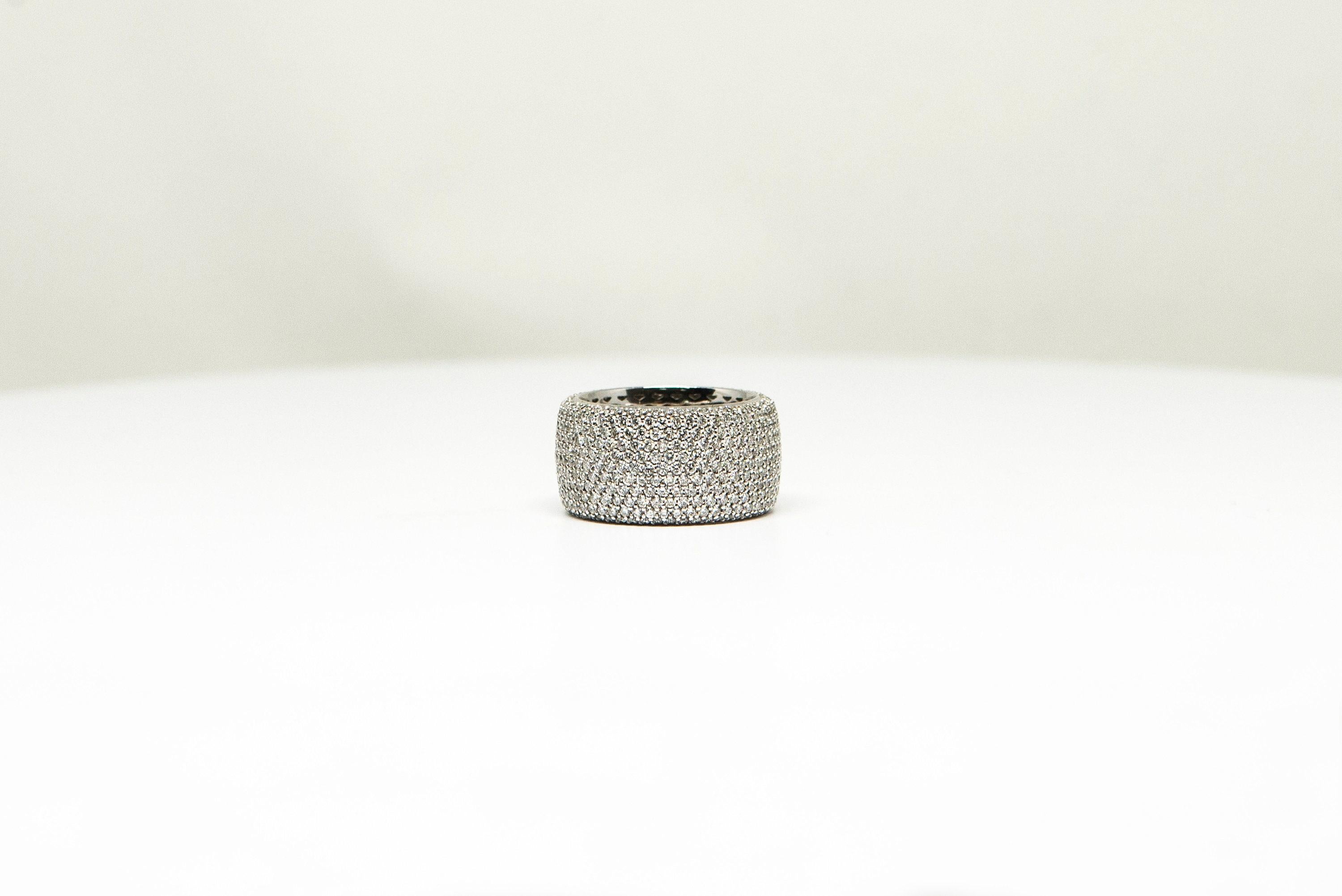 Women's or Men's 4.84 ct Pave Diamond Eternity Band