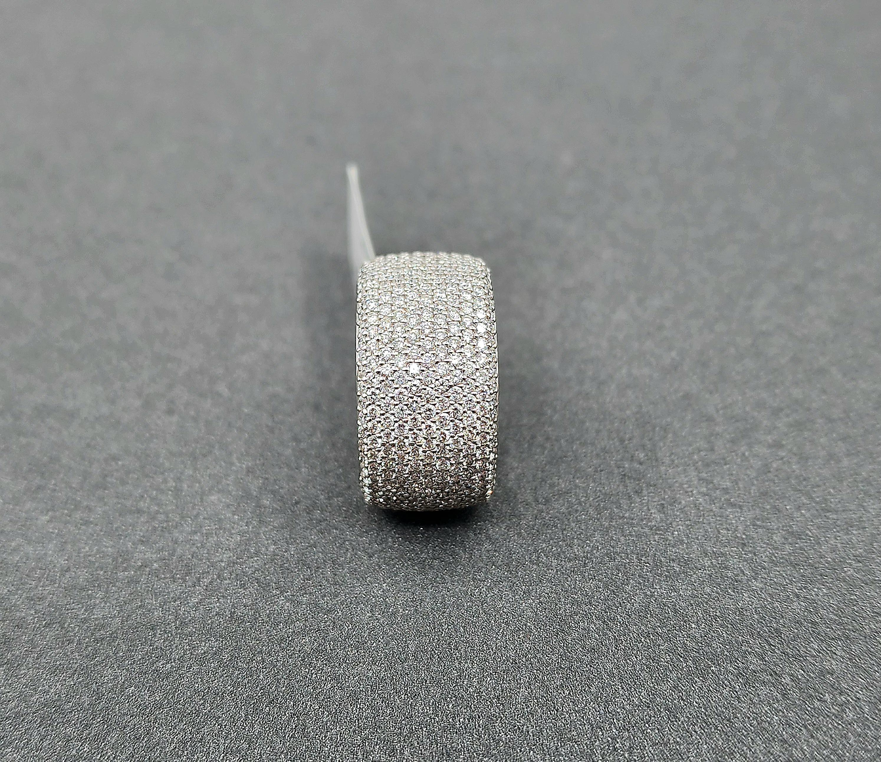 Women's or Men's 4.84 ct Pave Diamond Eternity Band For Sale