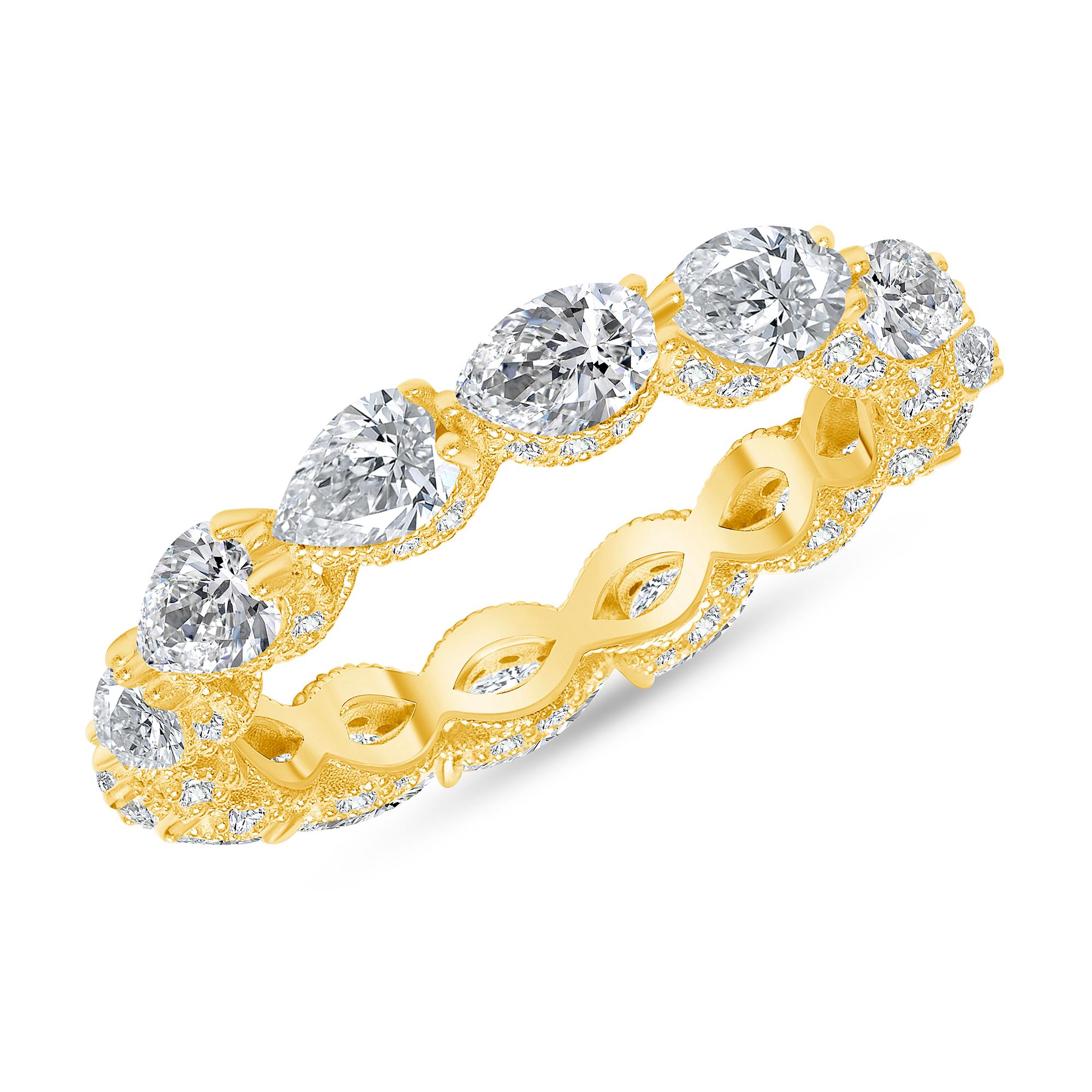 For Sale:  4.84 Ct. Tw. Pear Shape Diamond Eternity Ring with Side Round Diamonds 4