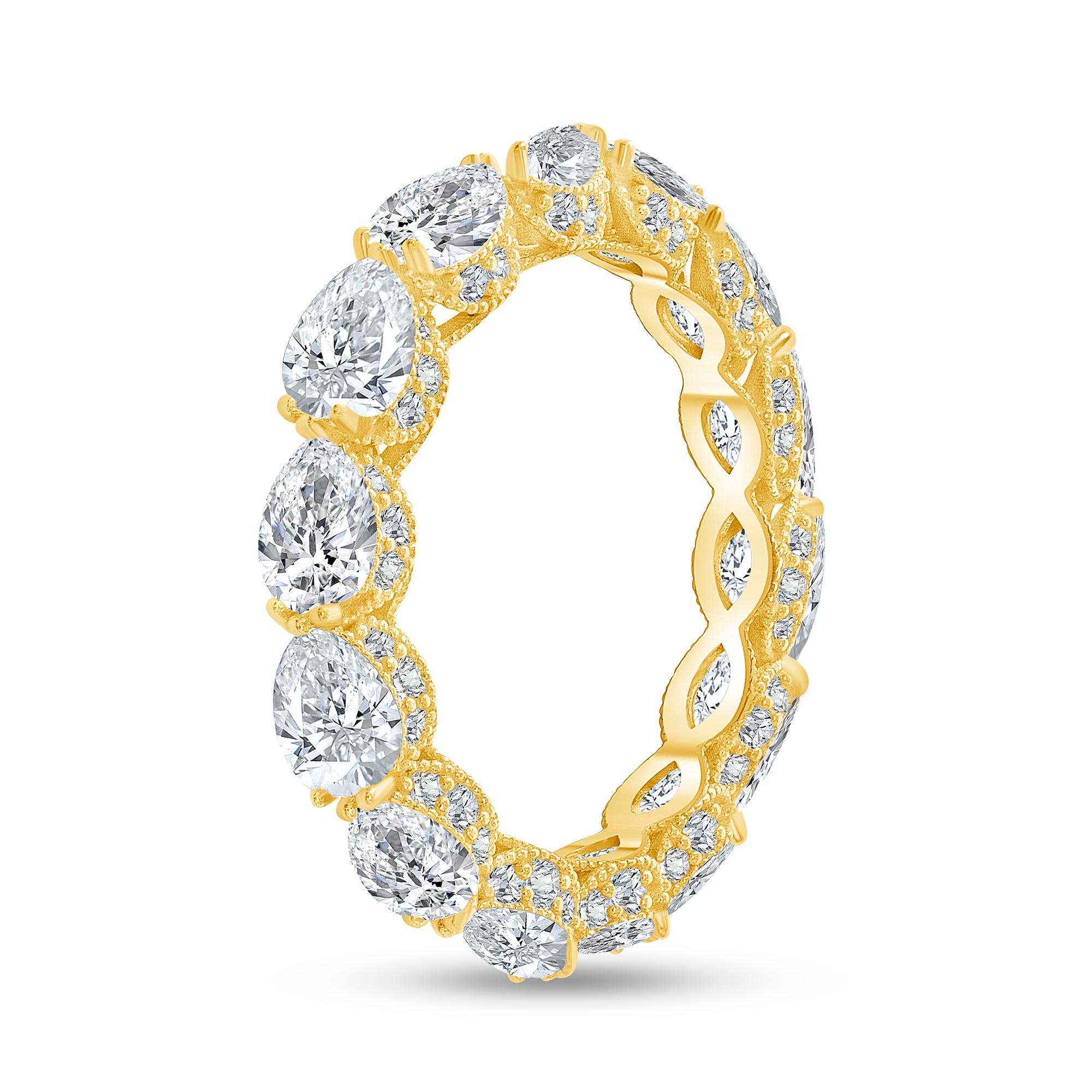 For Sale:  4.84 Ct. Tw. Pear Shape Diamond Eternity Ring with Side Round Diamonds 5