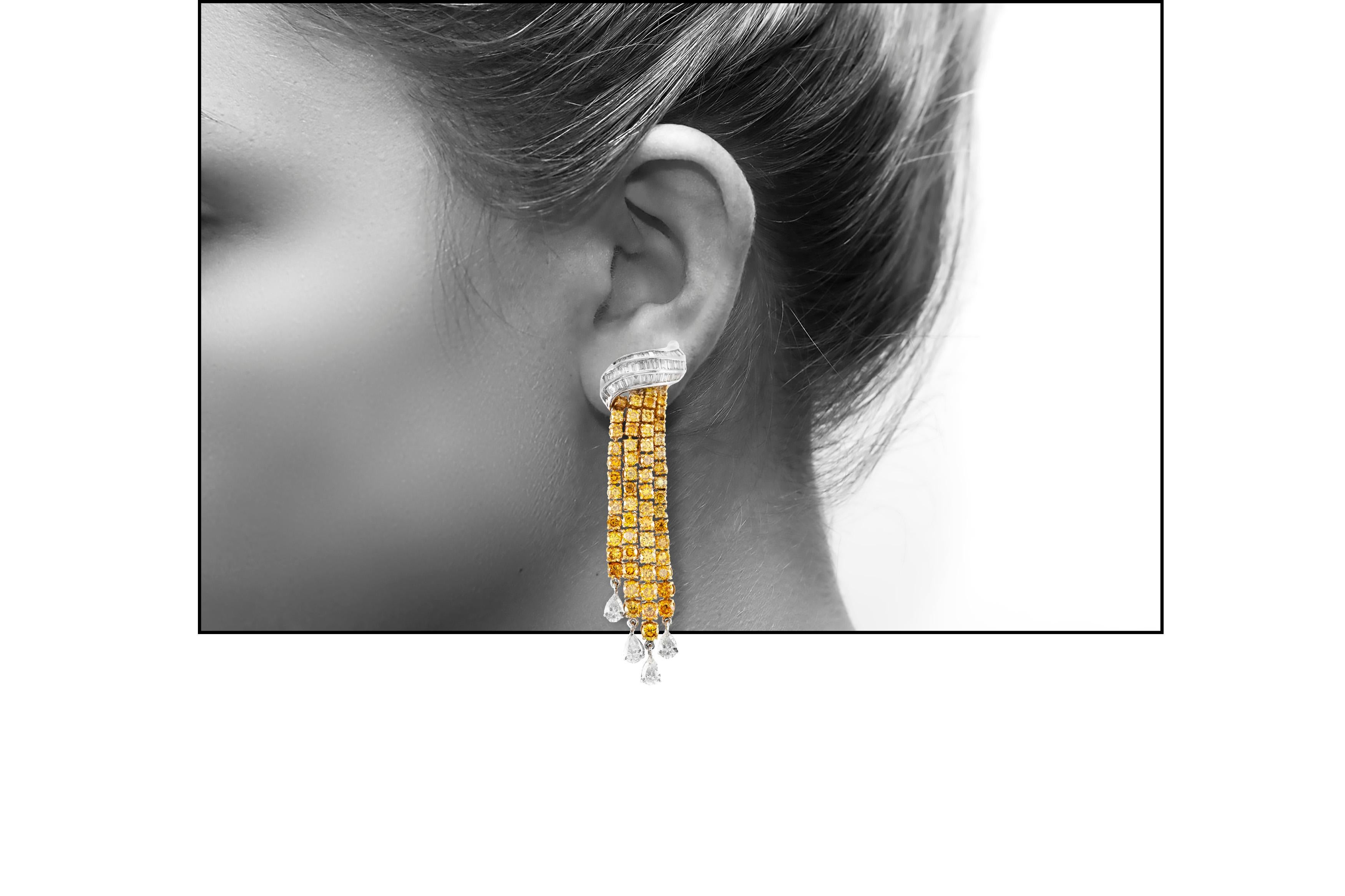 48.40 Carat Yellow Diamond and 17.06 Carat Diamond Necklace and Earrings Set For Sale 6