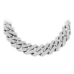 48.48ct Diamond Micro Pave Miami Sqaure Cuban Link Necklace 14K White Gold