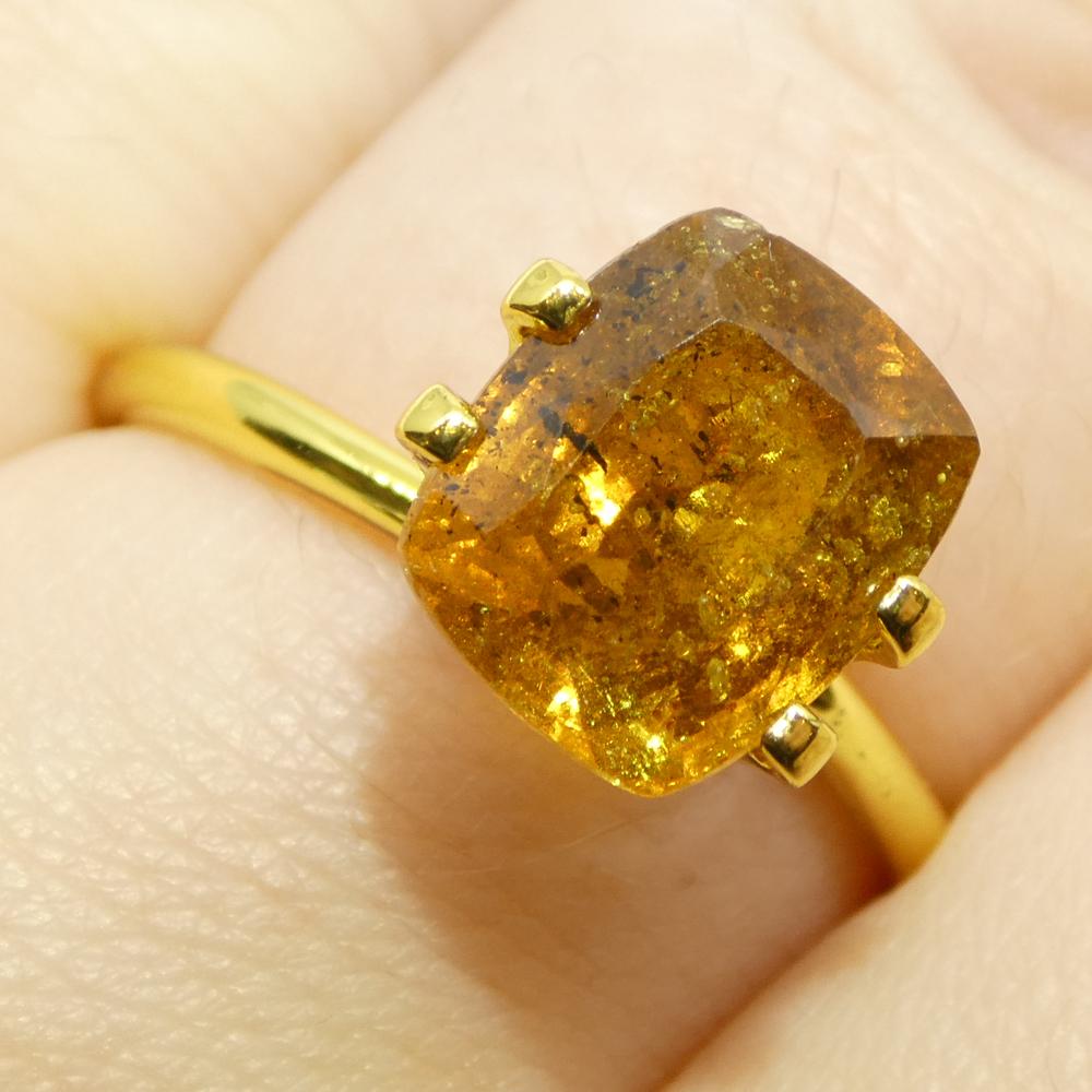 Description:

Gem Type: Sapphire 
Number of Stones: 1
Weight: 4.84 cts
Measurements: 9.69 x 8.06 x 6.01 mm
Shape: Cushion
Cutting Style Crown: Brilliant Cut
Cutting Style Pavilion: Step Cut 
Transparency: Transparent
Clarity: Moderately Included: