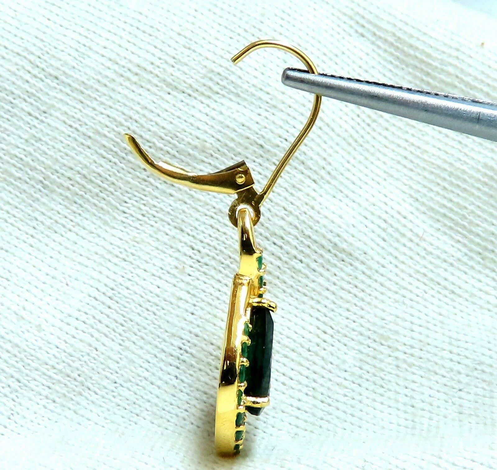 Pear Cut 4.84 Carat Natural Emerald Dangle Earrings 18 Karat