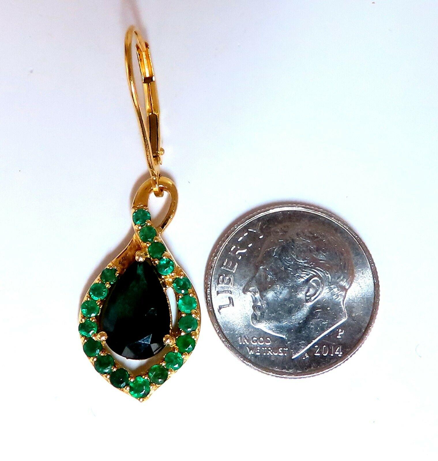 4.84 Carat Natural Emerald Dangle Earrings 18 Karat In New Condition In New York, NY