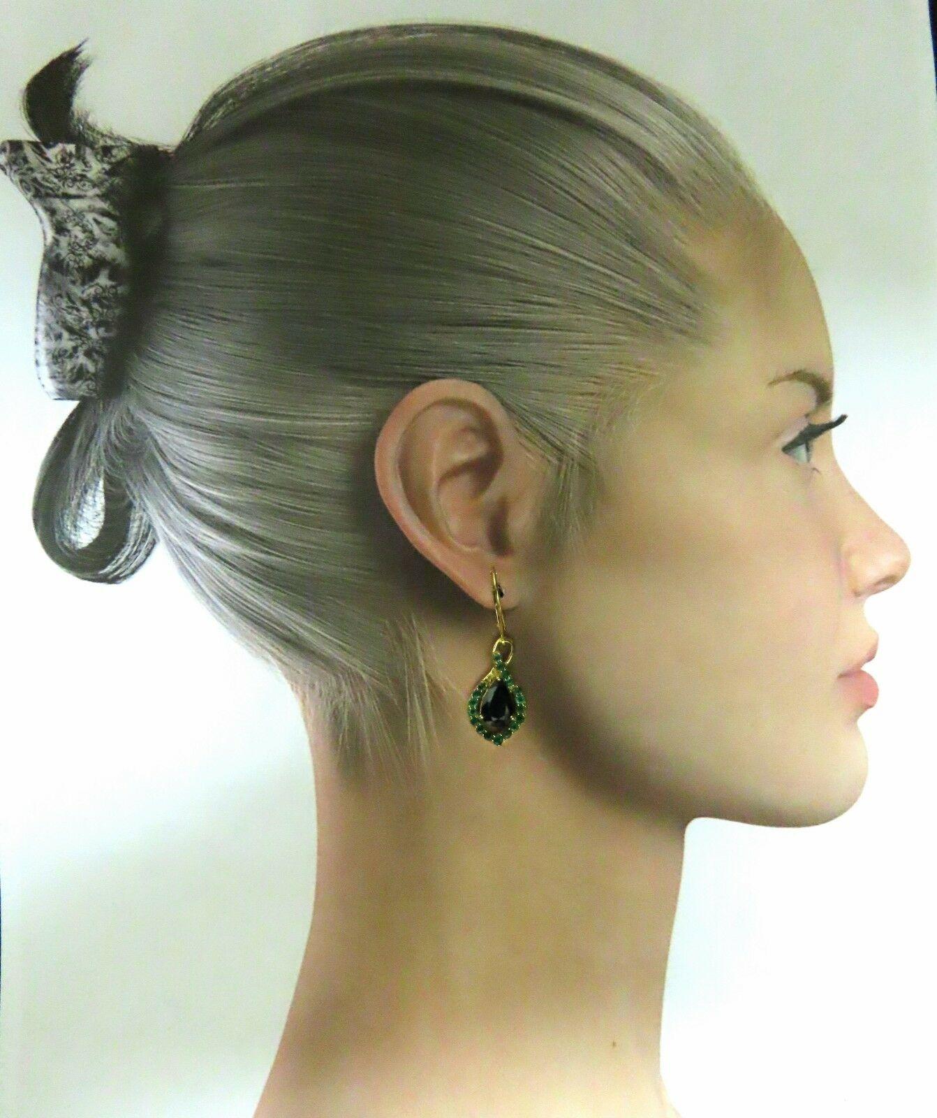 Women's or Men's 4.84 Carat Natural Emerald Dangle Earrings 18 Karat