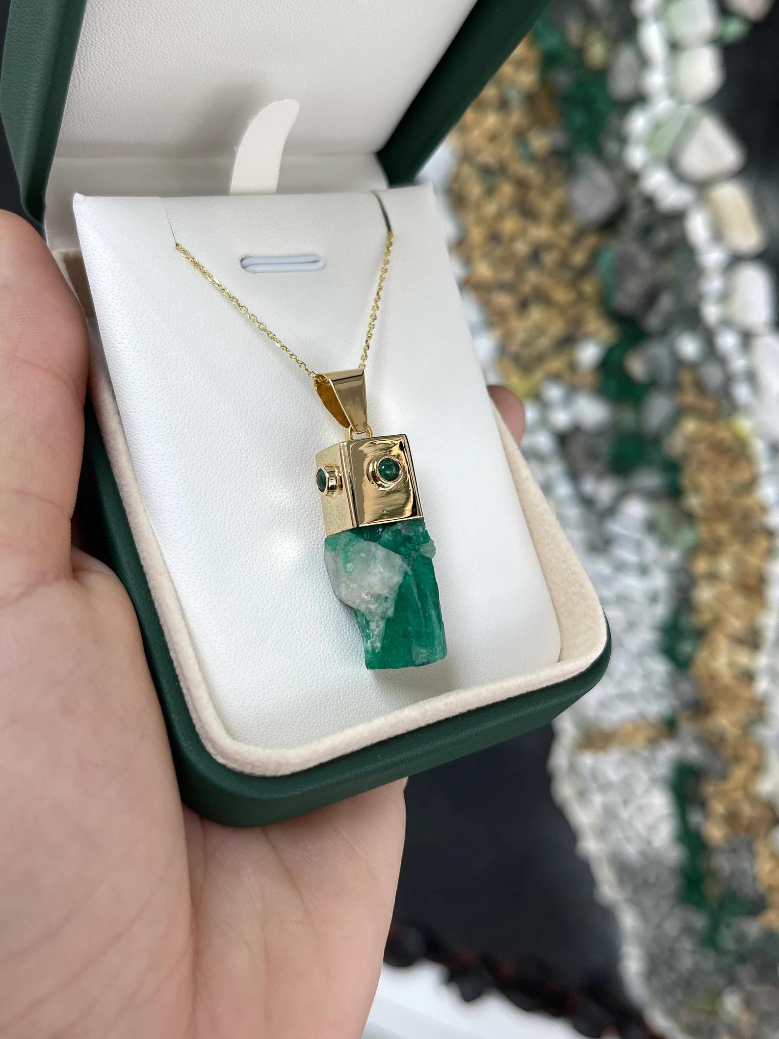 raw emerald crystal necklace