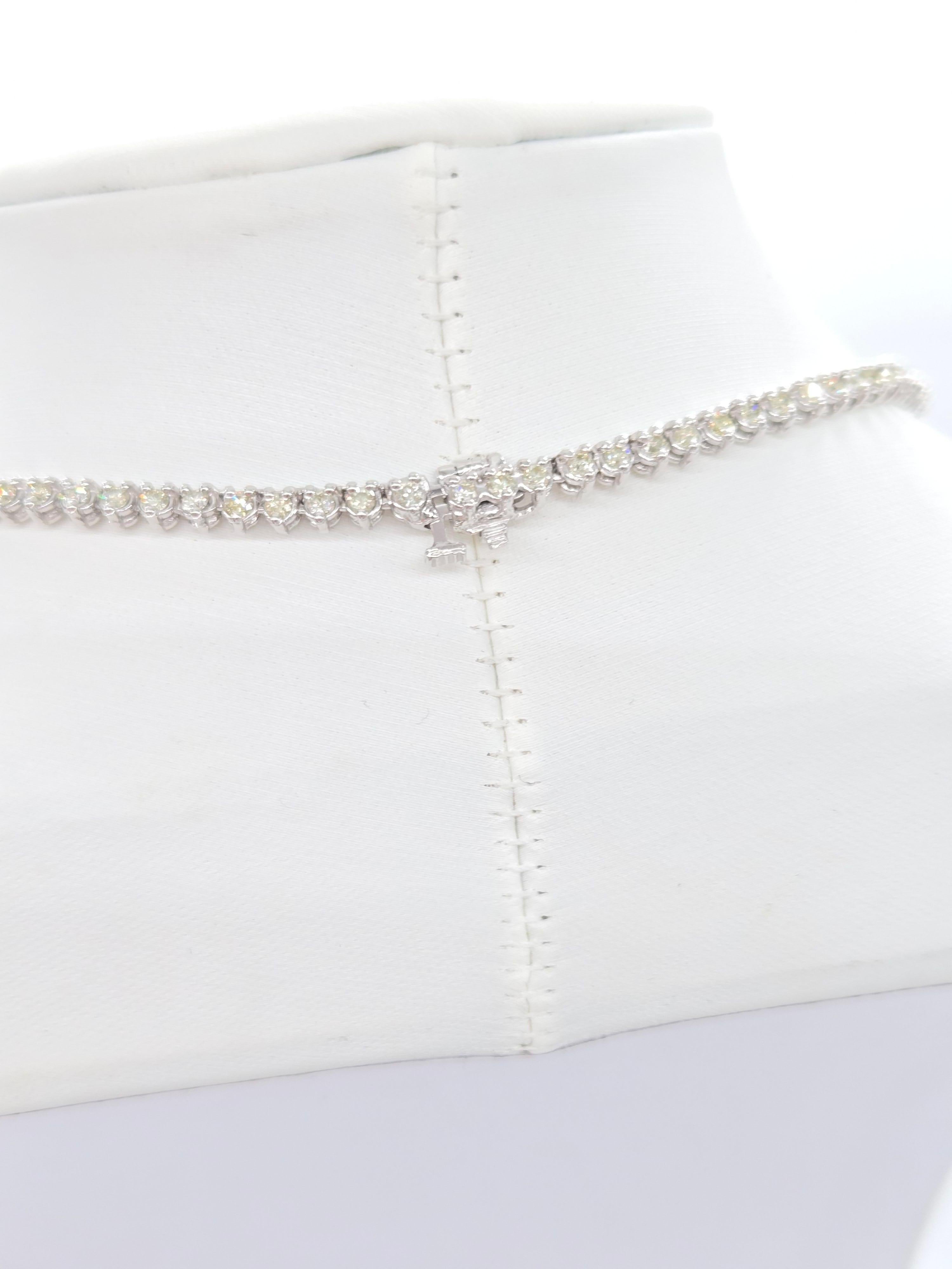 Women's or Men's 4.85 Carat 3 Prong Round Brilliant Cut Diamond Necklace 14 Karat White Gold 17''