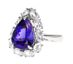 4.85 Carat Breezy Blue Tanzanite Diamond Classical Wedding Ring