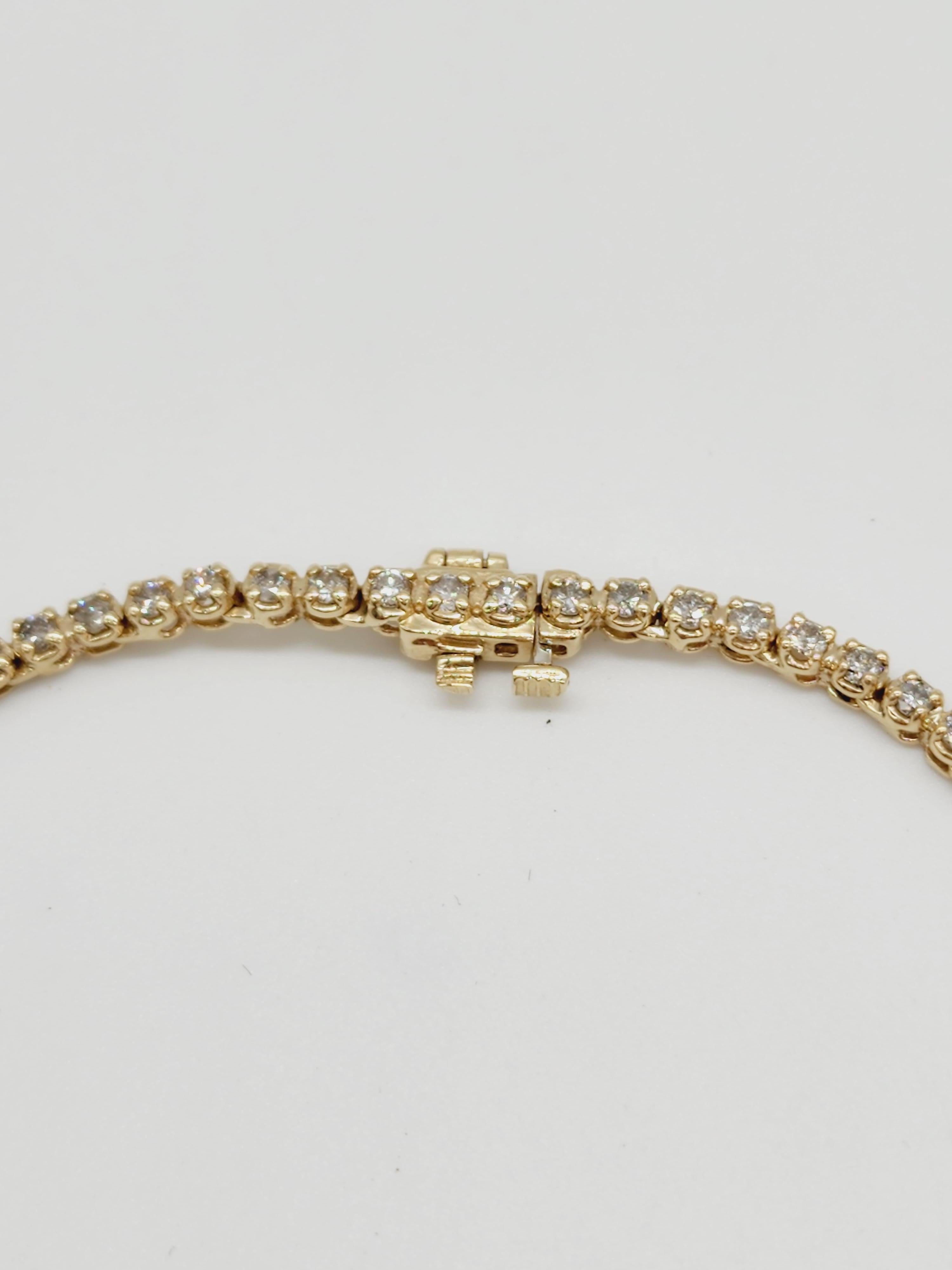 Taille ronde Collier en or jaune 14 carats avec diamants ronds Brilliante 4.85 carats en vente