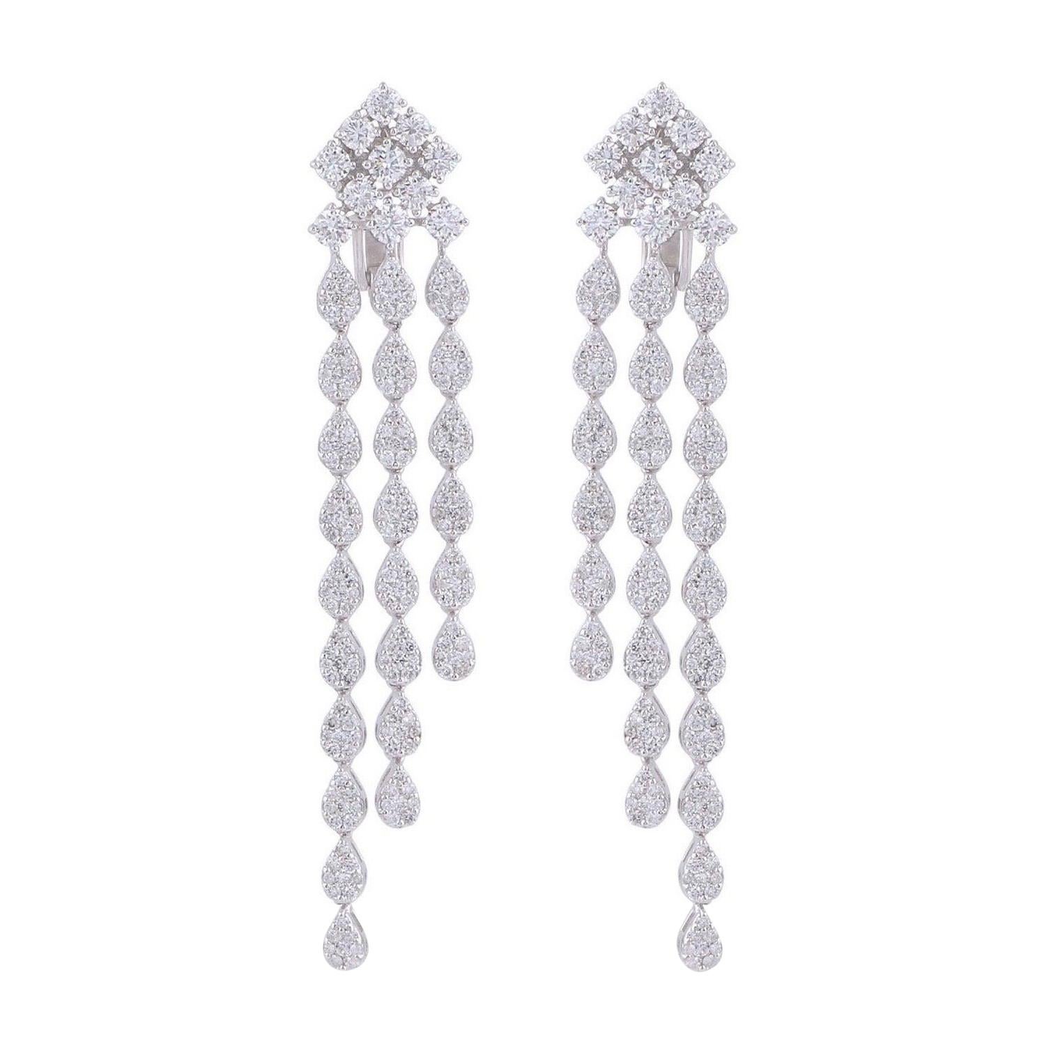 4.85 Carat Diamond 18 Karat White Gold Chandelier Earrings