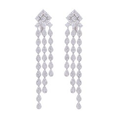 Boucles d'oreilles chandelier en or blanc 18 carats avec diamants de 4,85 carats