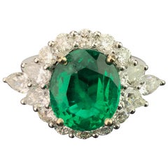 4.85 Carat Emerald and Diamond Cocktail Ring