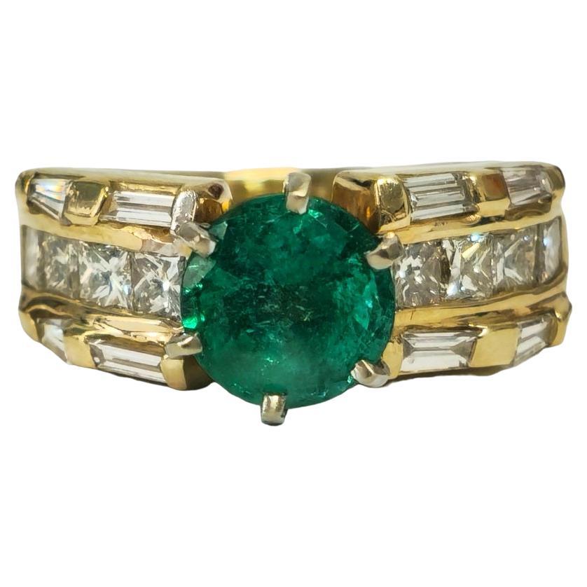 4.85 Carat Emerald and Diamond Ring in 14K Yellow Gold