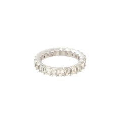 4.85 Carat Emerald Cut Diamond Eternity Band 18 Karat In Stock