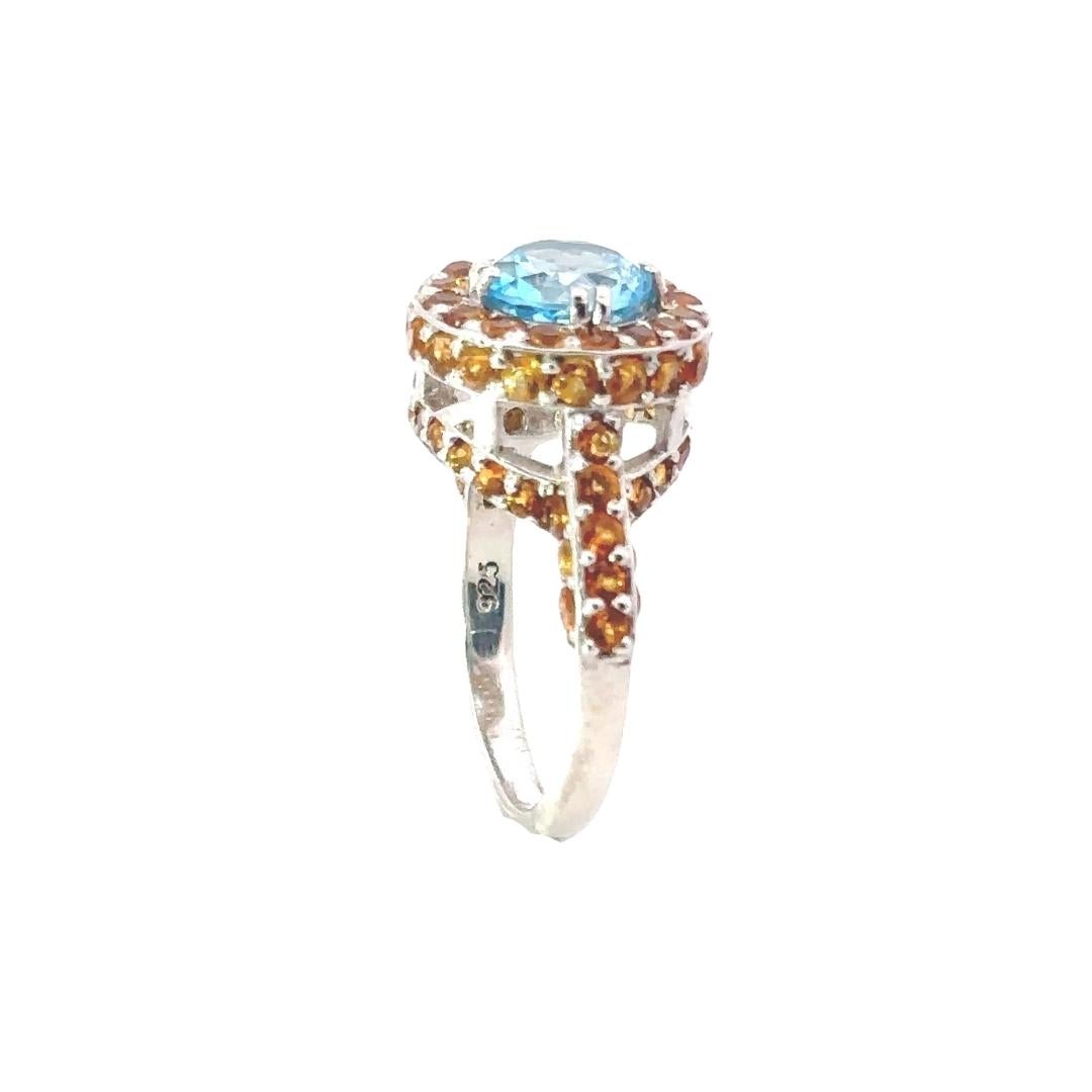 For Sale:  4.85 Carat Impressive Blue Topaz Citrine Dome Ring for Her in Silver For Mother 3