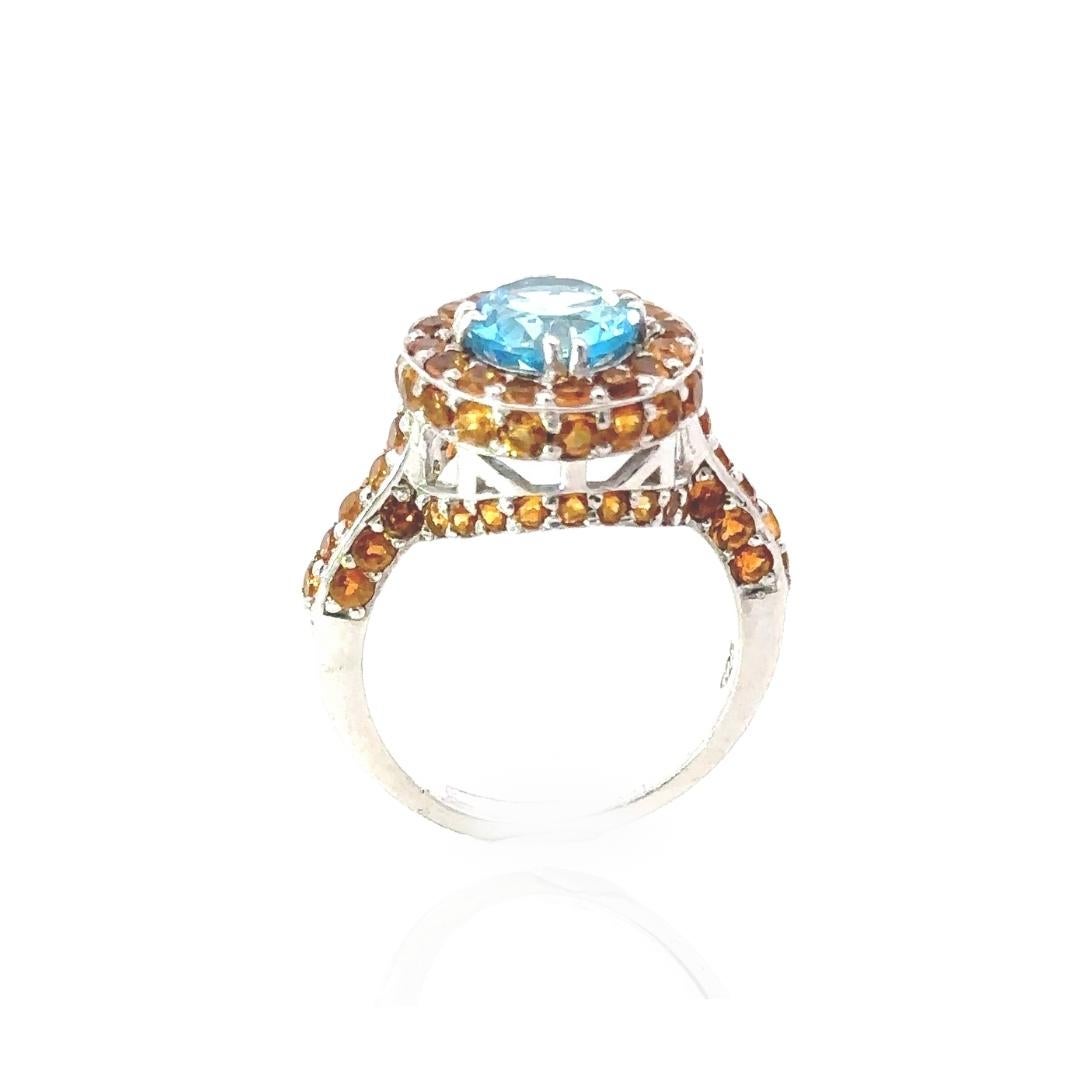 For Sale:  4.85 Carat Impressive Blue Topaz Citrine Dome Ring for Her in Silver For Mother 4