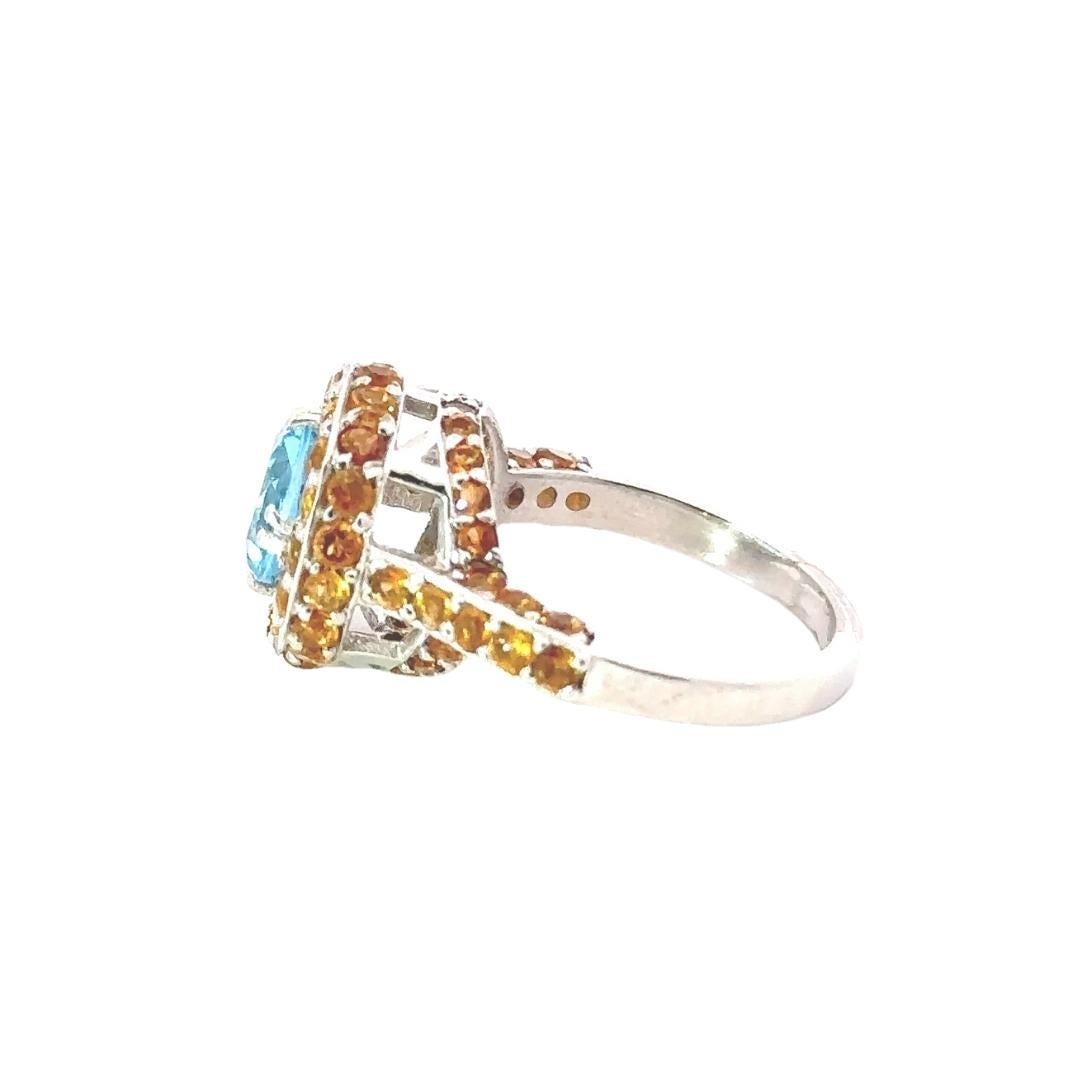 For Sale:  4.85 Carat Impressive Blue Topaz Citrine Dome Ring for Her in Silver For Mother 5