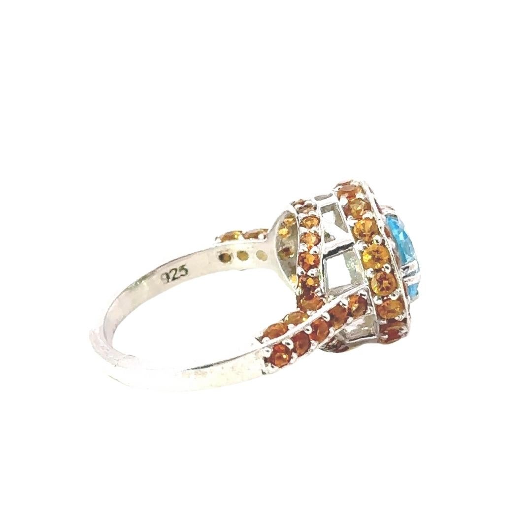 For Sale:  4.85 Carat Impressive Blue Topaz Citrine Dome Ring for Her in Silver For Mother 6