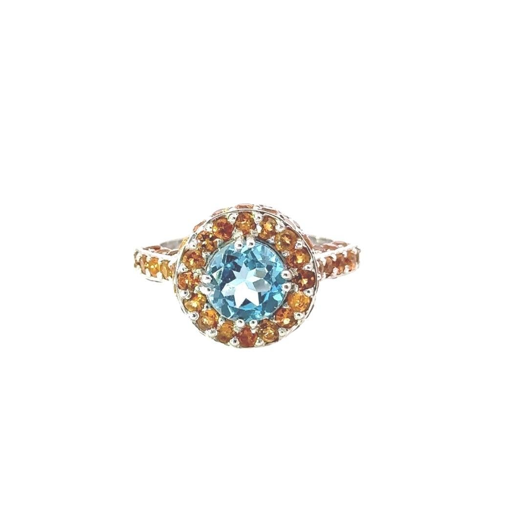 For Sale:  4.85 Carat Impressive Blue Topaz Citrine Dome Ring for Her in Silver For Mother 8