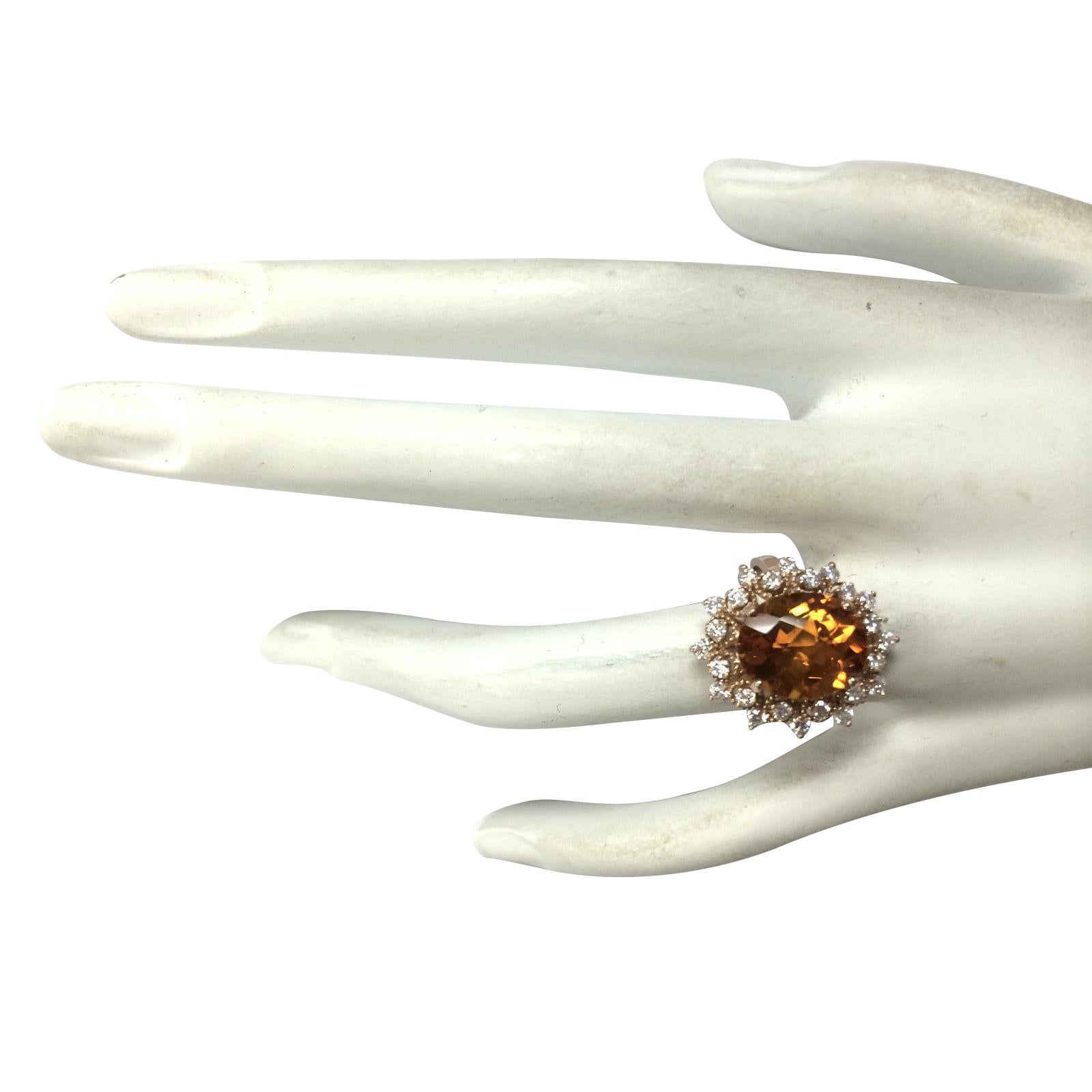 Natürlicher Citrin-Diamantring aus 14 Karat Roségold  im Zustand „Neu“ im Angebot in Manhattan Beach, CA