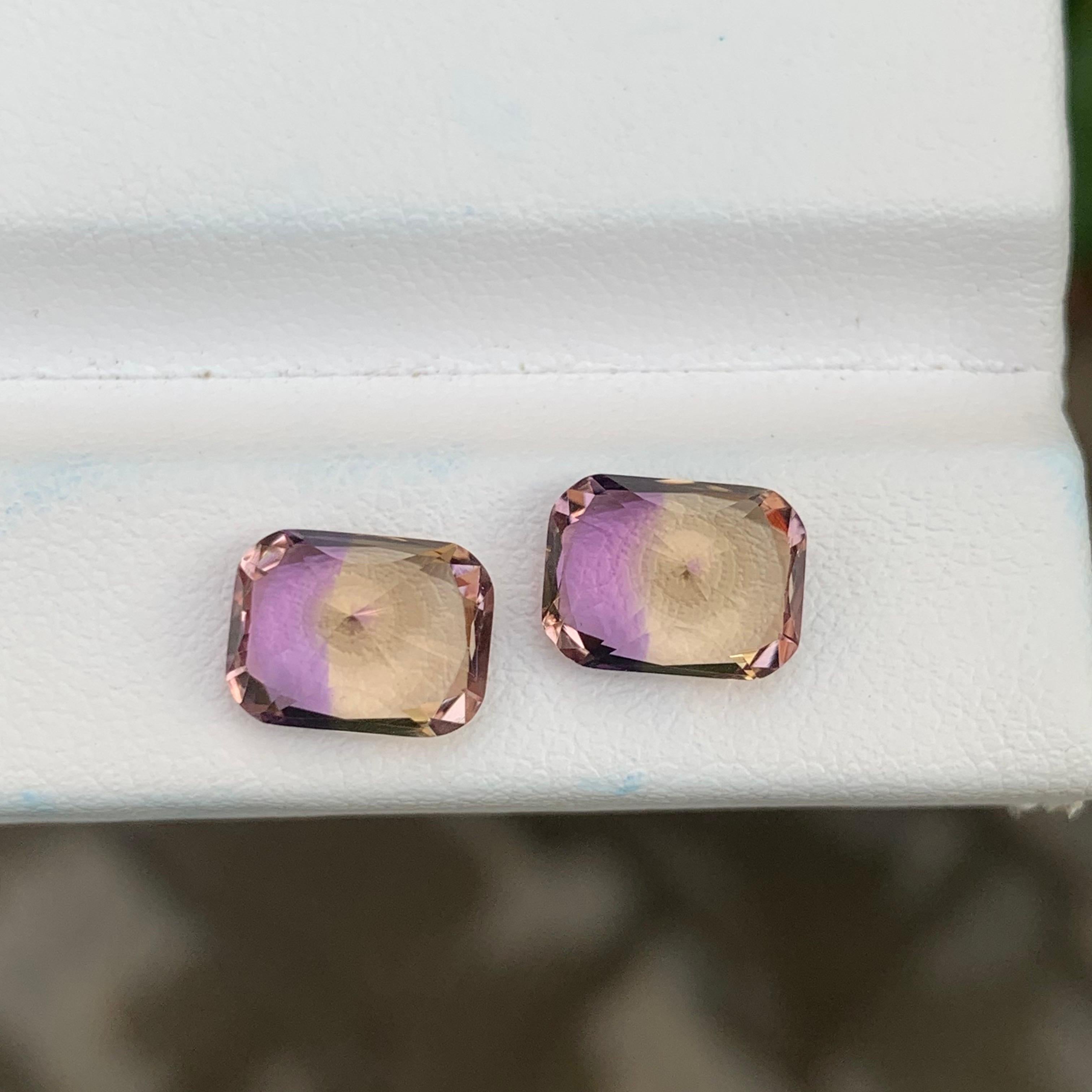 4.85 Karat natürlicher loser Ametrin Paar Smaragd Form Edelstein im Angebot 4