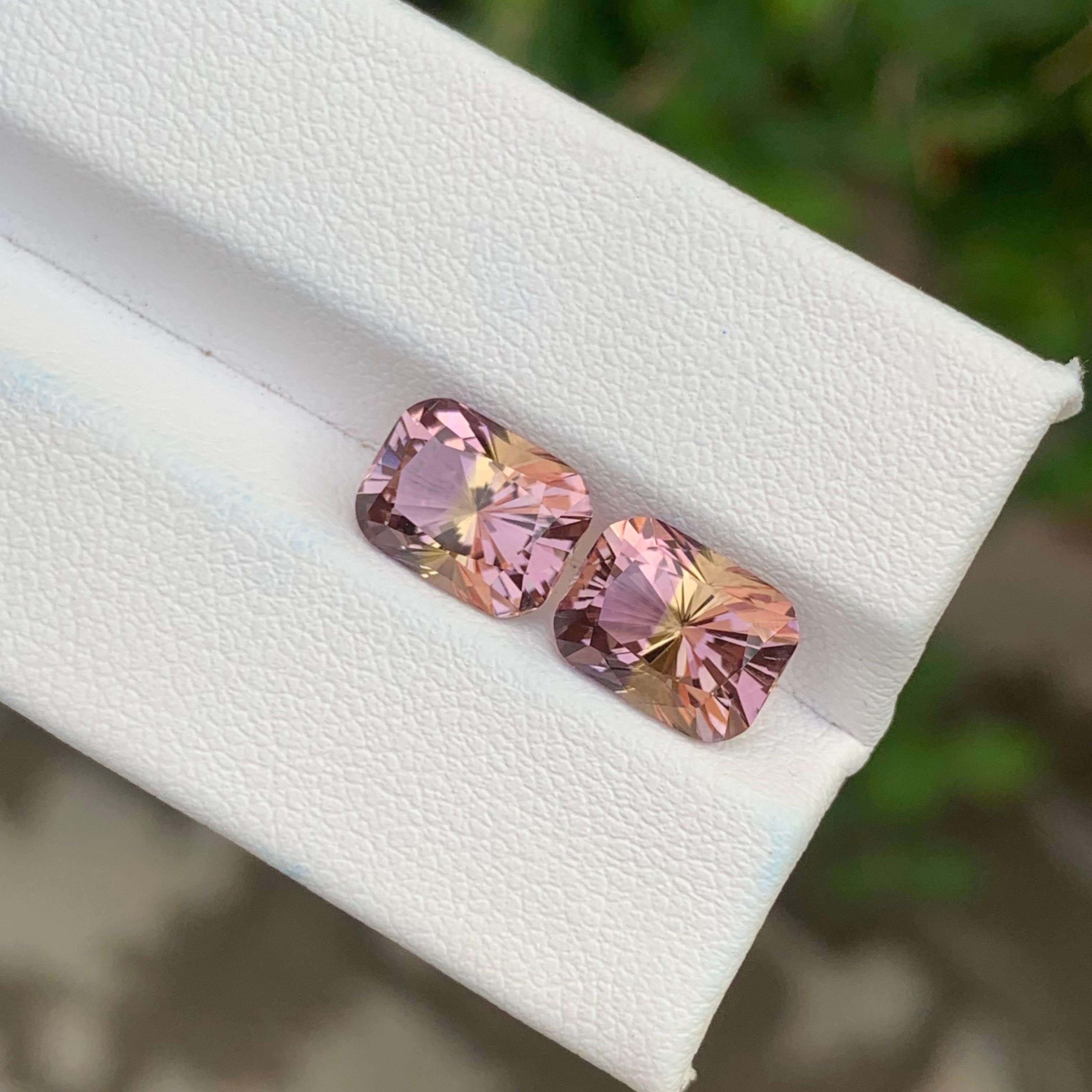 Faceted Ametrine Pair

Weight: 4.85 Carats
Sizes: 2.50 And 2.35 Carats
Dimension: 9.4 x 7 x 6.2 Mm And
9.3 x 7.1 x 5.8 Mm
Cut: Cushion
Color: Purple & Yellow
Treatment: Non
Certificate: On Client Demand
.
Ametrine is a unique and striking gemstone